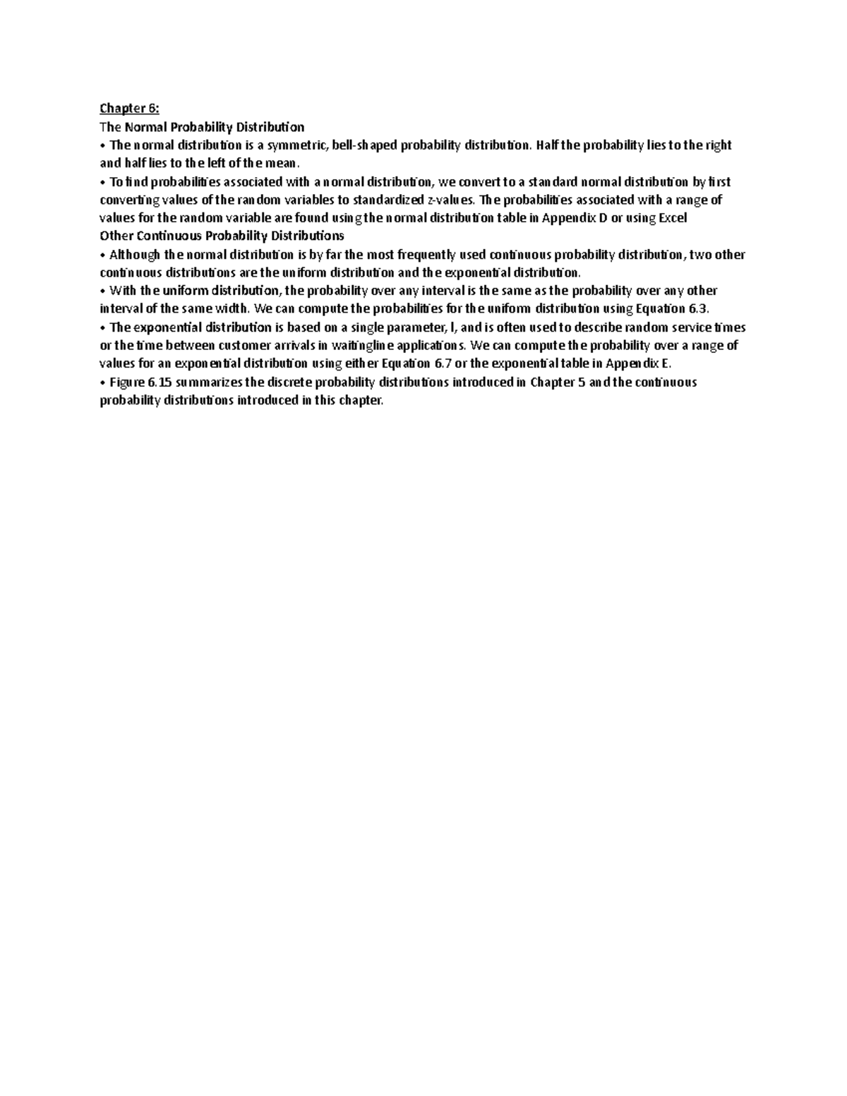 Chapter 6-buss 200 - Chapter 6: The Normal Probability Distribution The ...