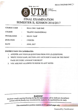 Exam January 2016, questions - SAB 3842 / SKAA 3842 1 FINAL EXAMINATION ...