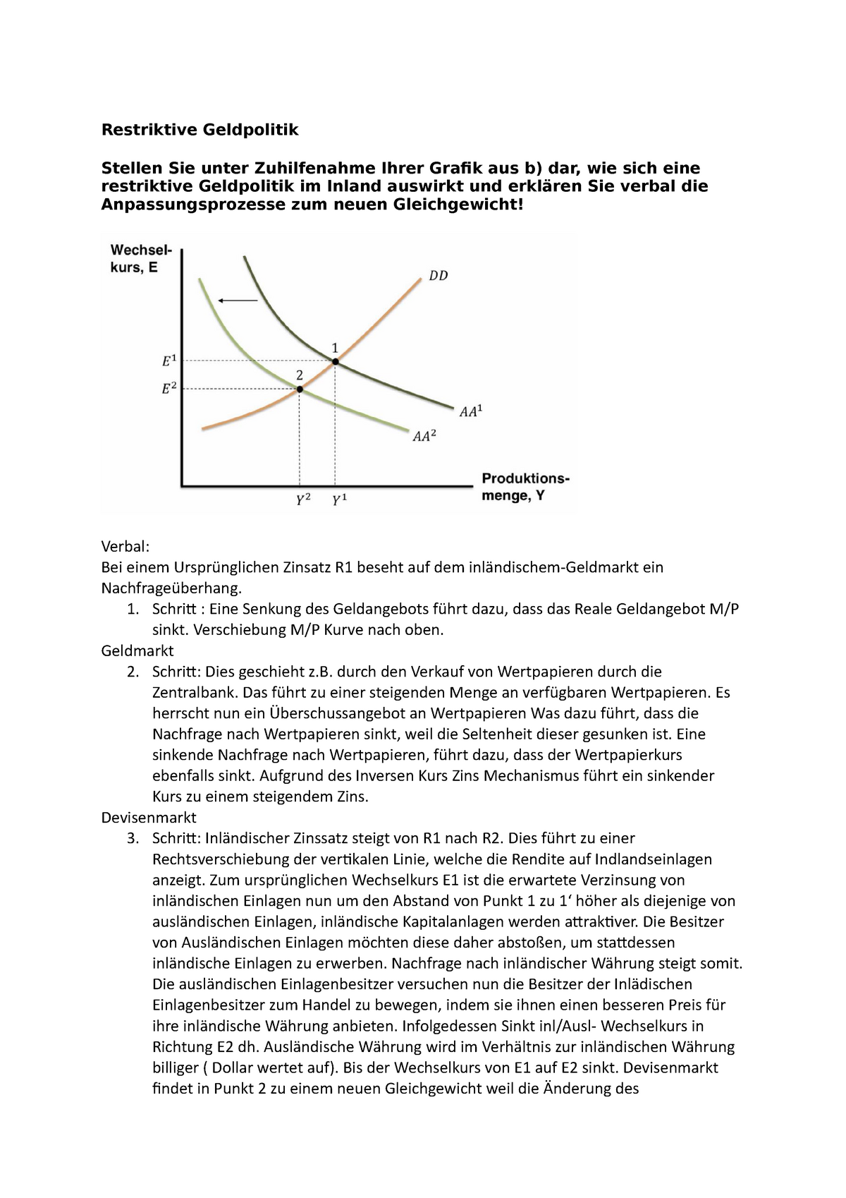 Restriktive Geldpolitik Restriktive Geldpolitik Stellen Sie Unter Zuhilfenahme Ihrer Grafik 9458