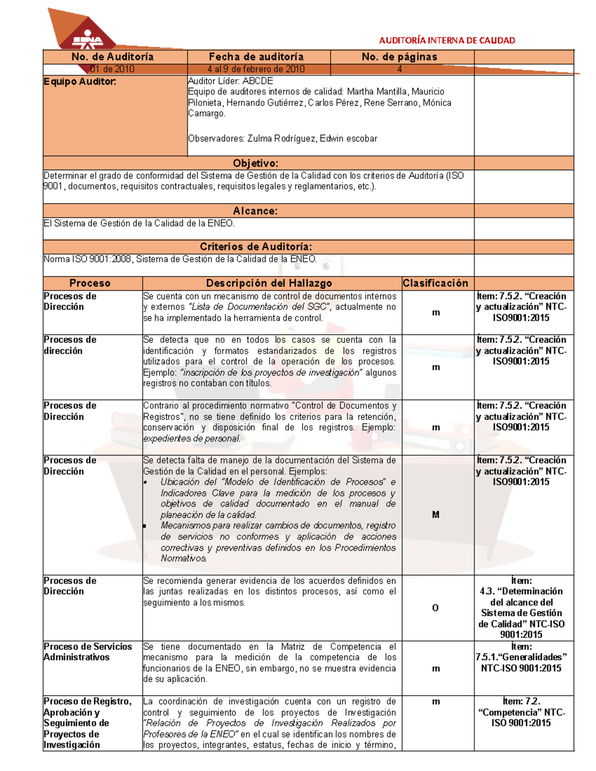 Formato Evidencia AA4 Ev2 Estudio De Caso R - No. De Auditoría Fecha De ...