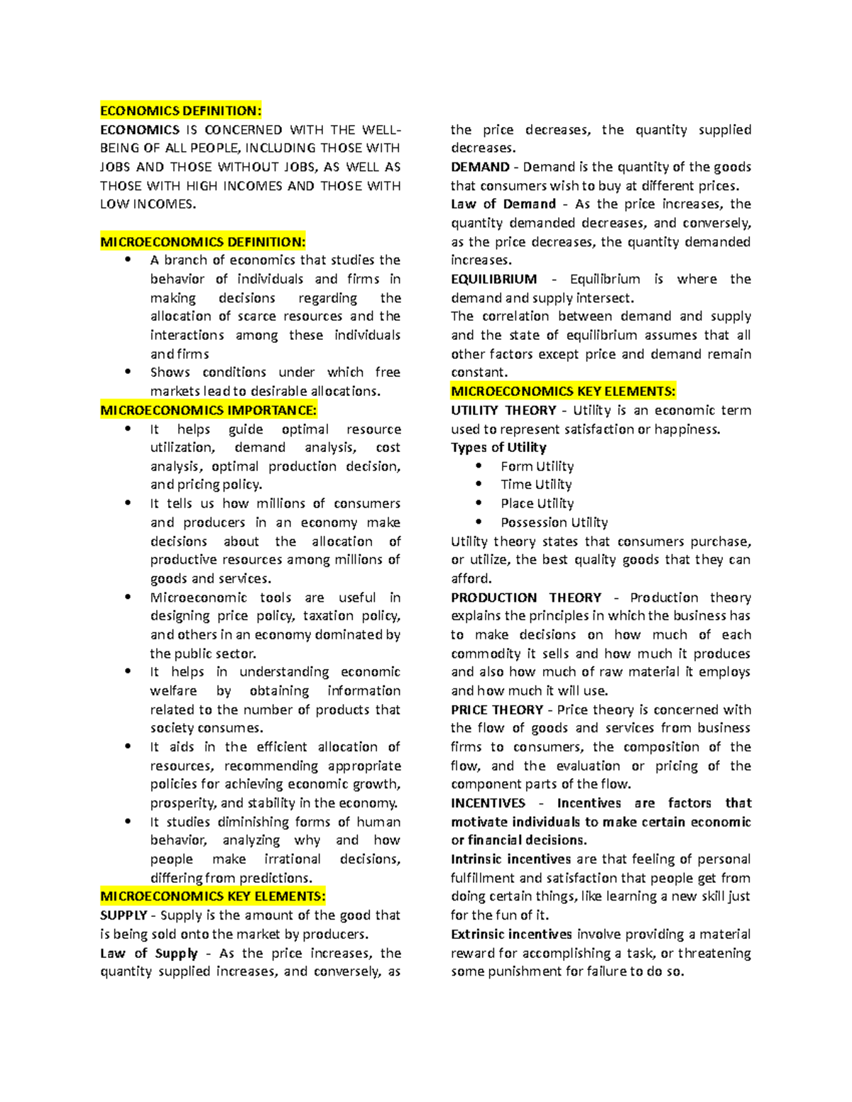Econdev-qn - Quick Notes in Economic Development - ECONOMICS DEFINITION ...