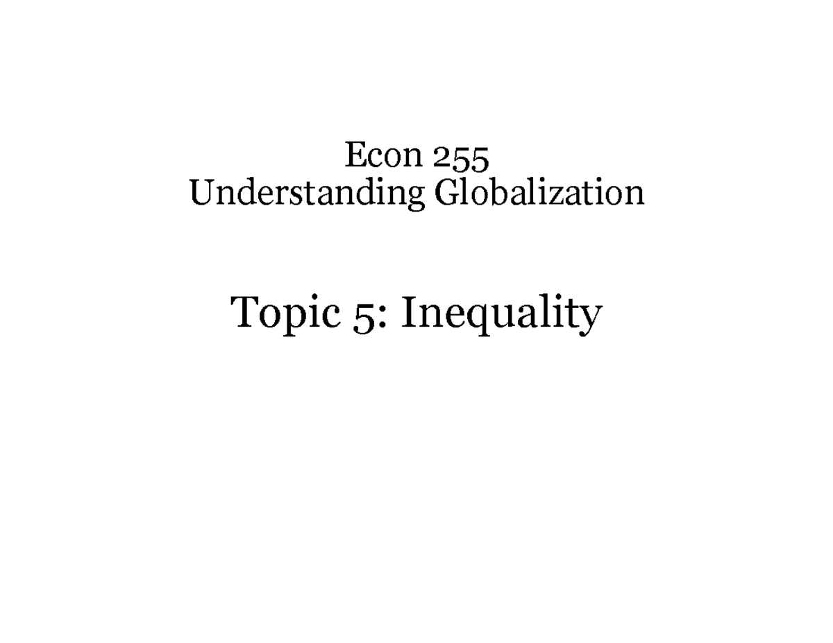 Inequality - Poverty and Inquality - Econ 255 Understanding ...