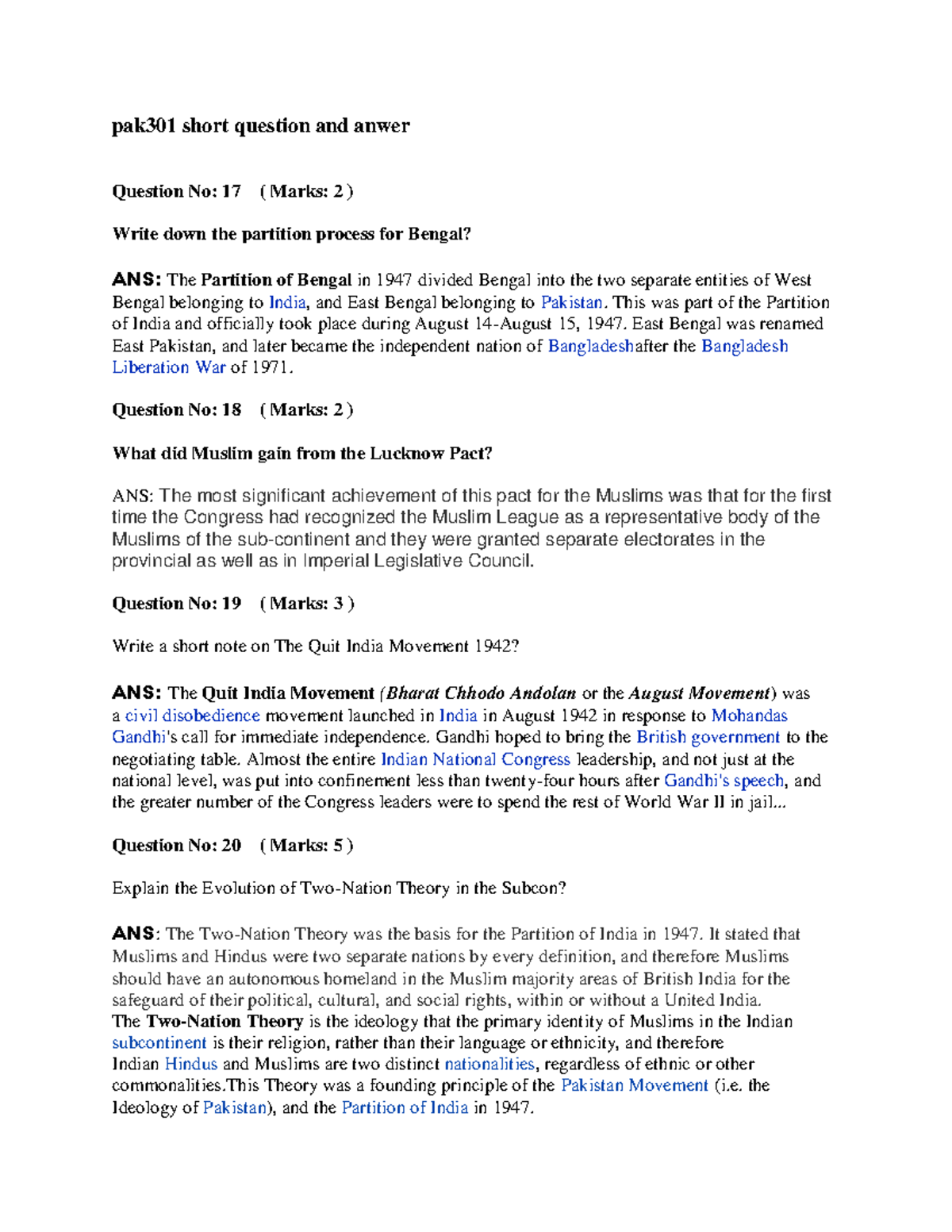 Pak301 Subjective Solved By Asfand Yarr Pak301 Short Question And Pak301 Subjective Solved By Asfand Yarr Pak301 Short Question And