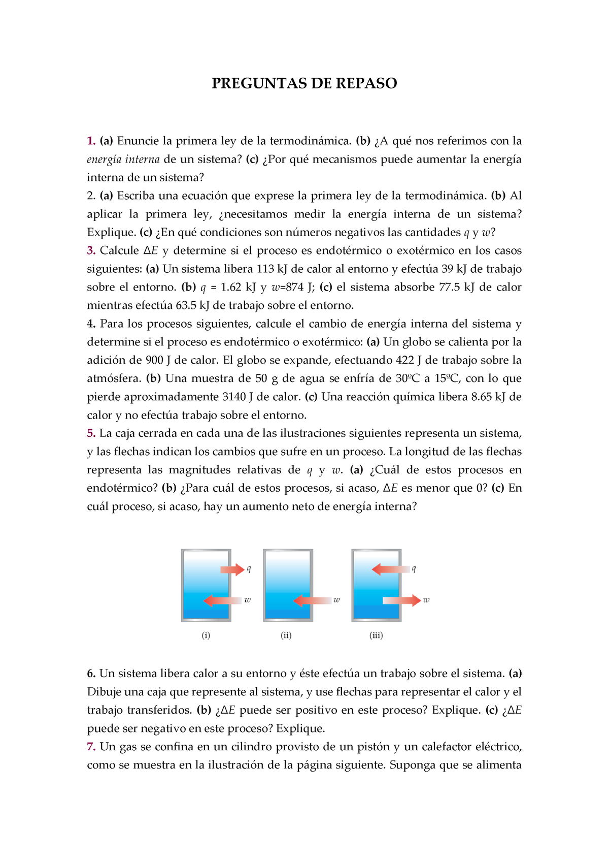 Ejercicios De 1º Ley - TTT - PREGUNTAS DE REPASO (a) Enuncie La Primera ...