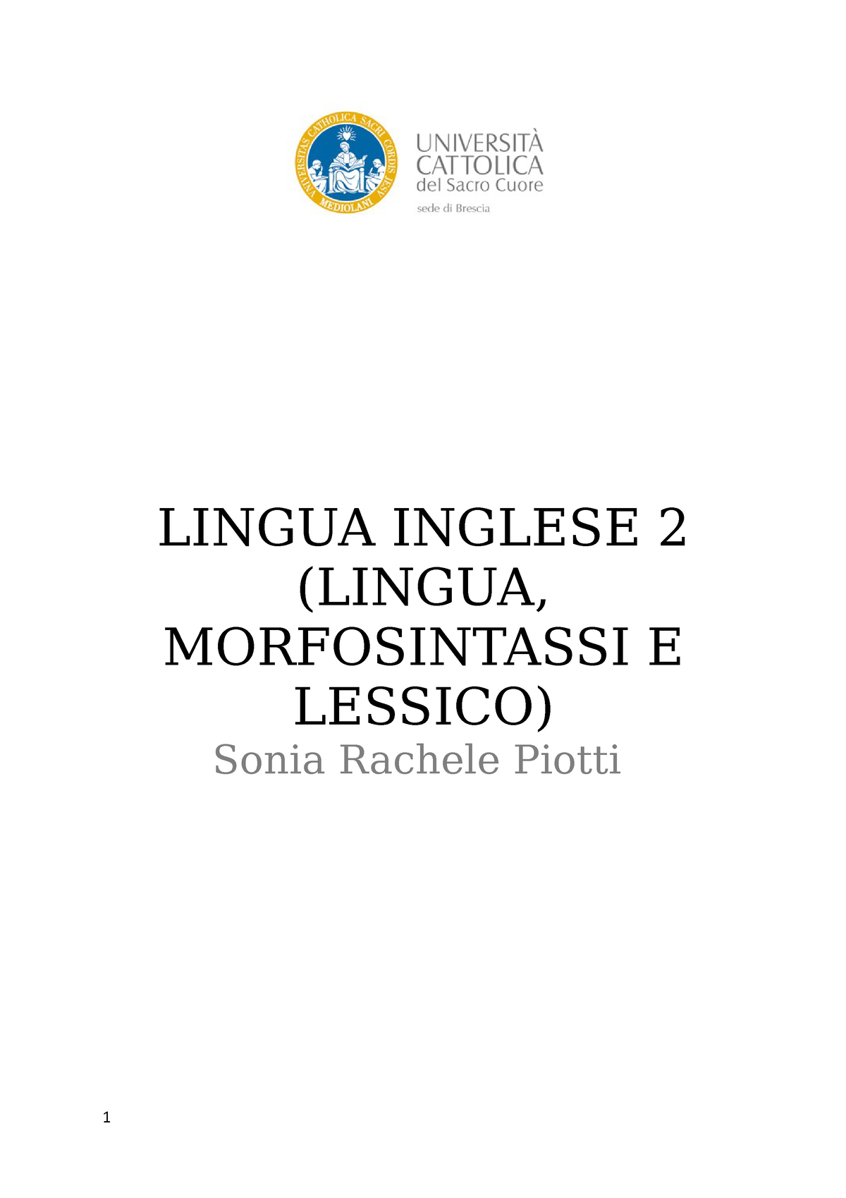 Lingua Inglese 2 Appunti Di Lezione Primo Semestre Lingua Inglese 2 Lingua Morfosintassi E 3315