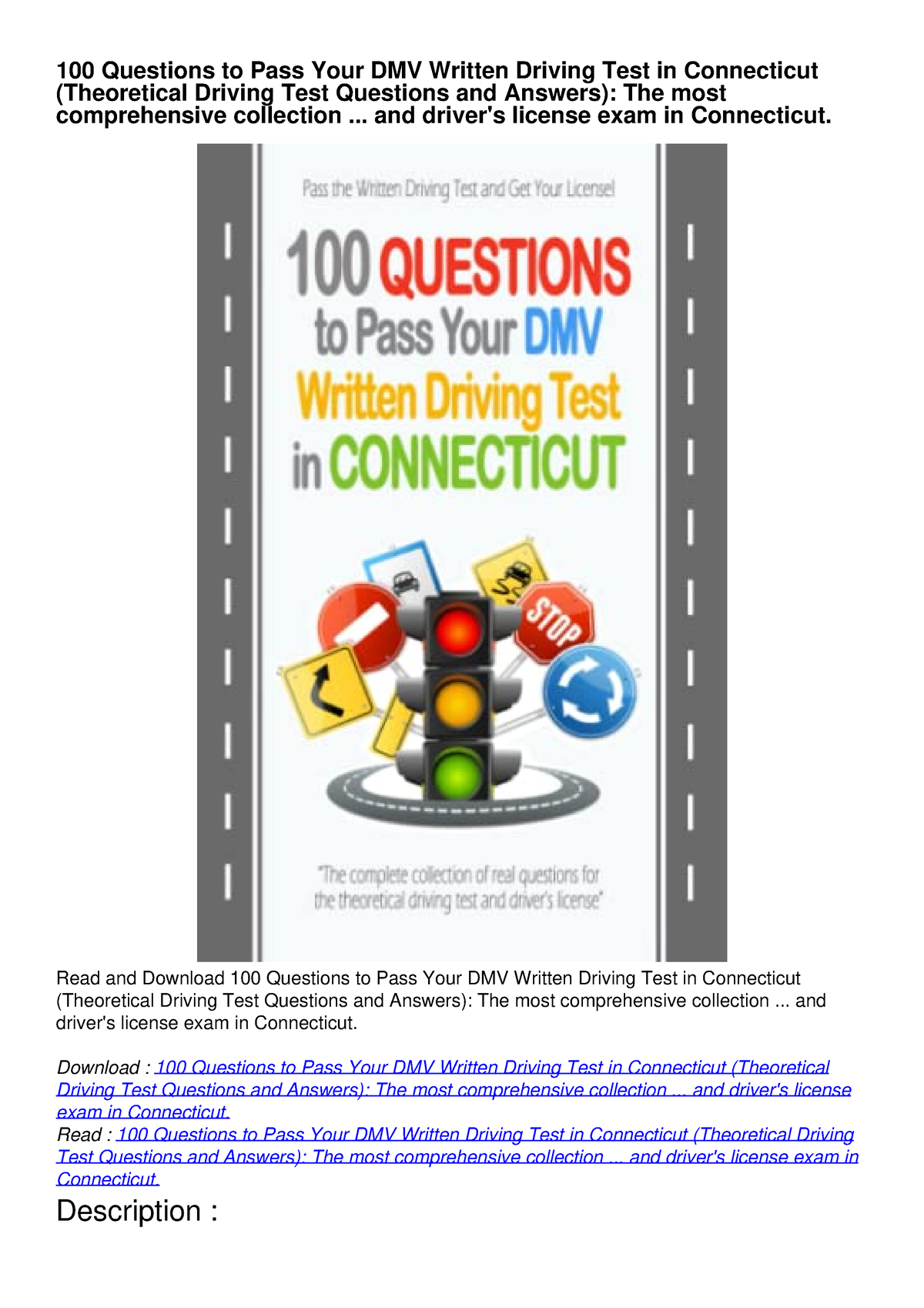 Download Book [PDF] 100 Questions to Pass Your DMV Written Driving Test