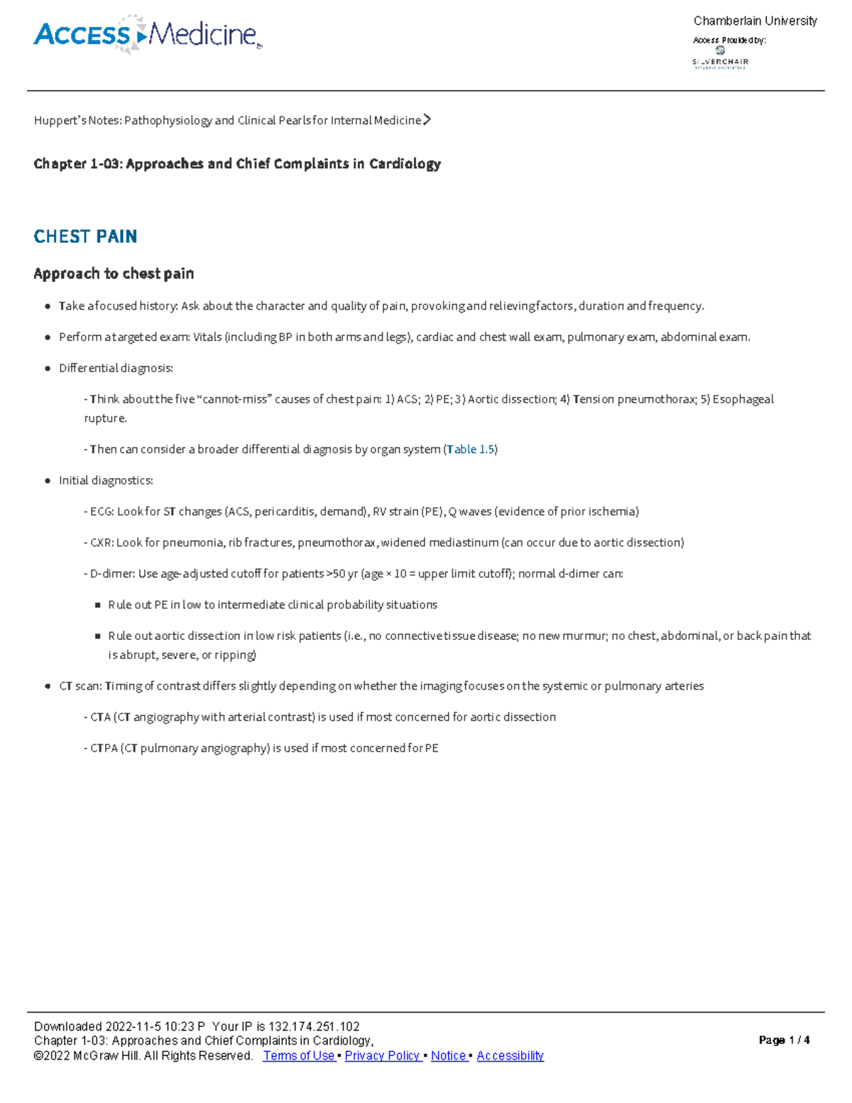 Chapter 1-03 Approaches and Chief Complaints in Cardiology - Huppert’s ...