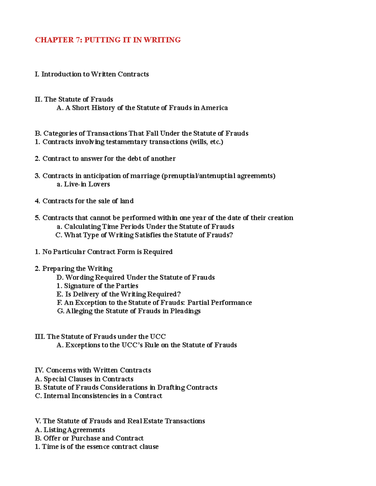 CHAPTER 7: PUTTING IT IN WRITING - CHAPTER 7: PUTTING IT IN WRITING I ...