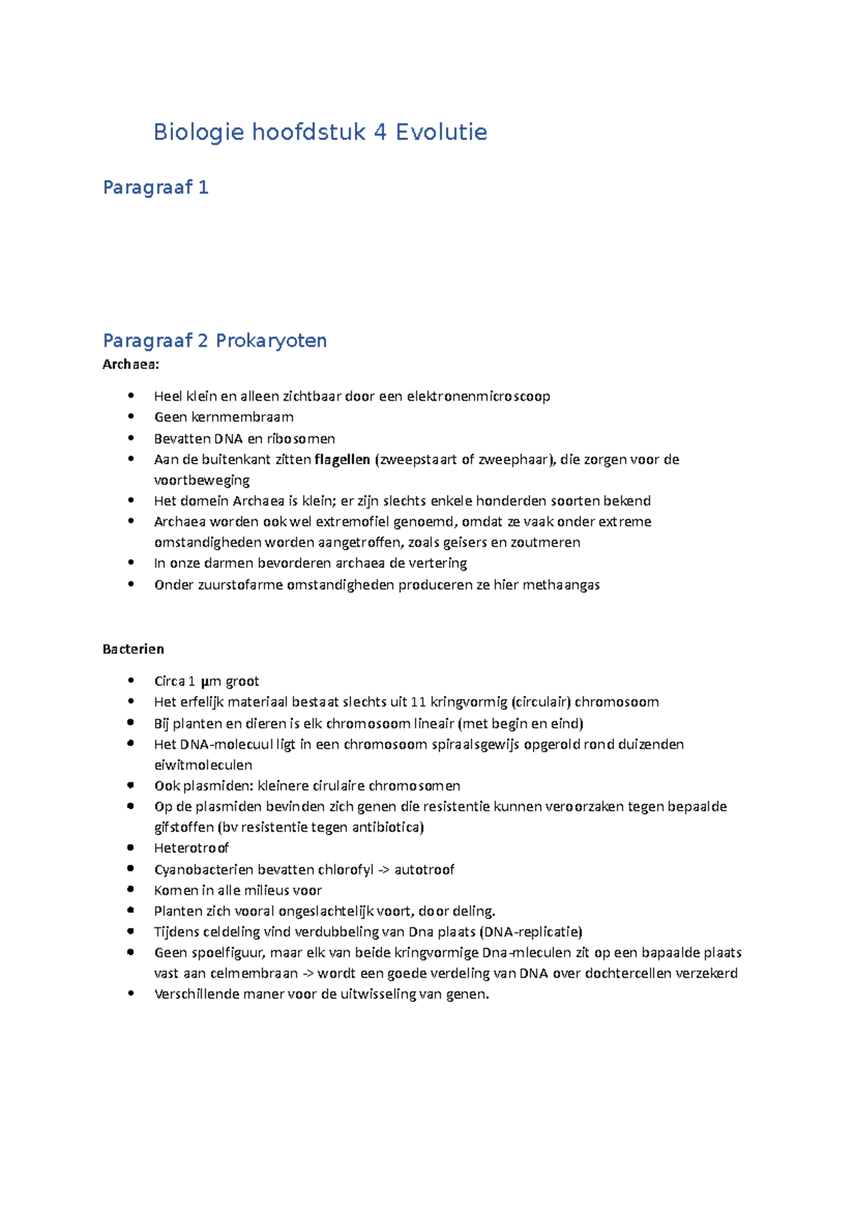 Biologie Hoofdstuk 4 Evolutie - Biologie Hoofdstuk 4 Evolutie Paragraaf ...