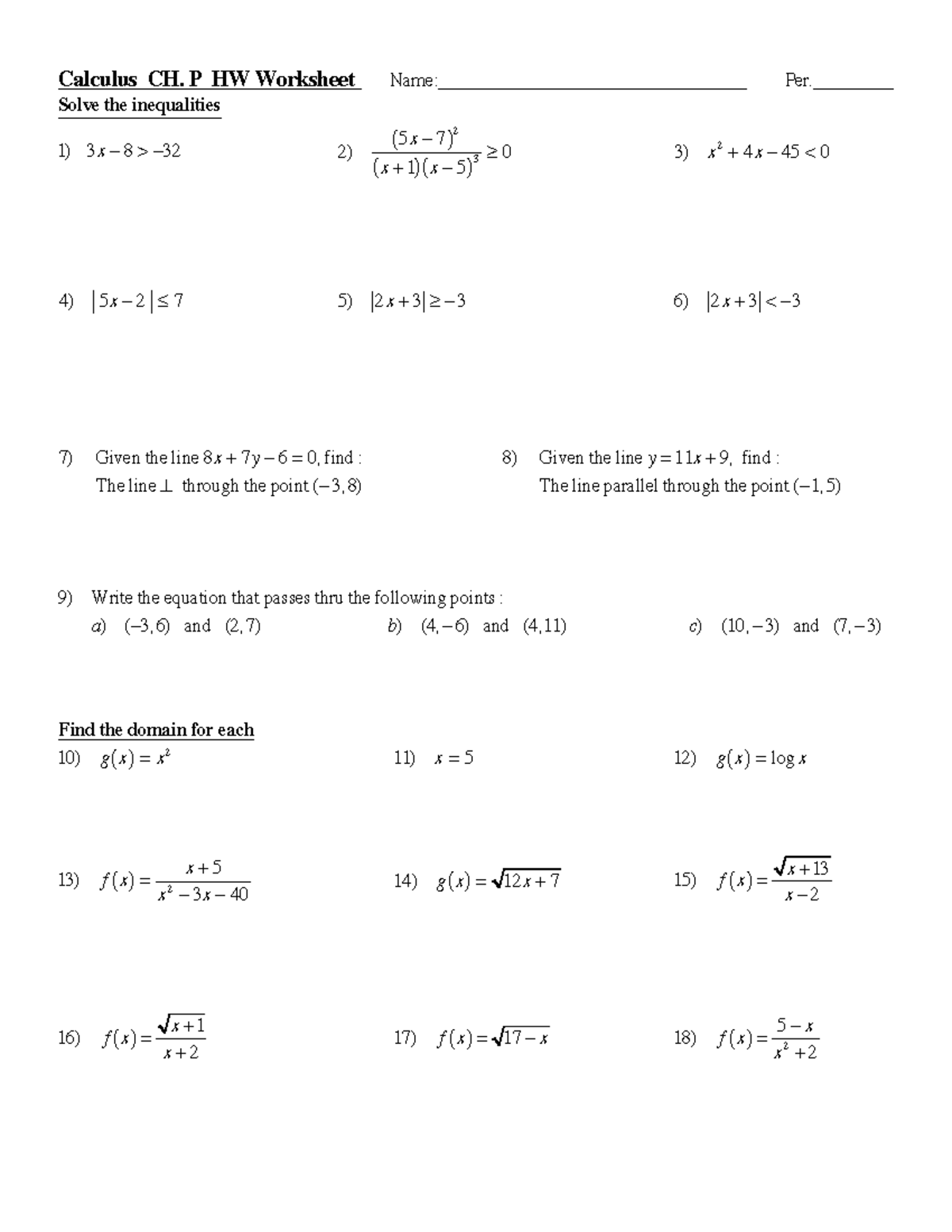 CH.P WS 1 Calc. AB BC - Dr. Meyers calc lecture worksheet to prepare ...