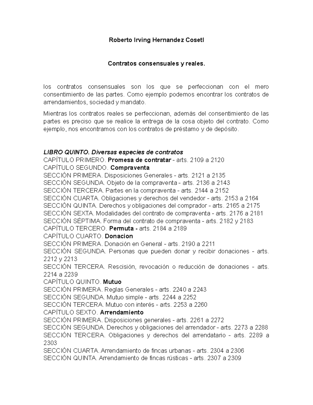 Contratos Reales Y Concensuales Robhc Roberto Irving Hernandez Cosetl 