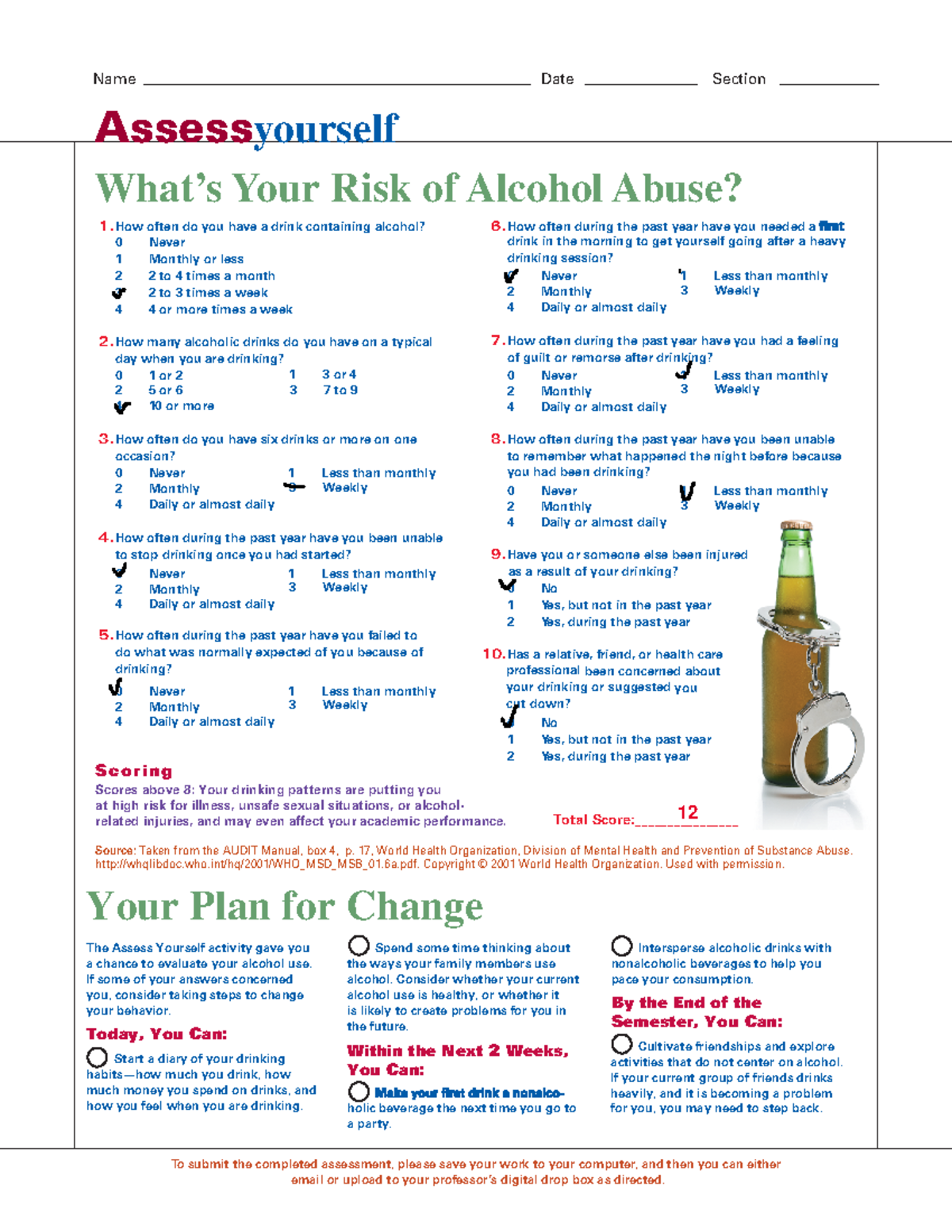Kami Export Lab 1 What is Your Risk of Alcohol Abuse. Name Date