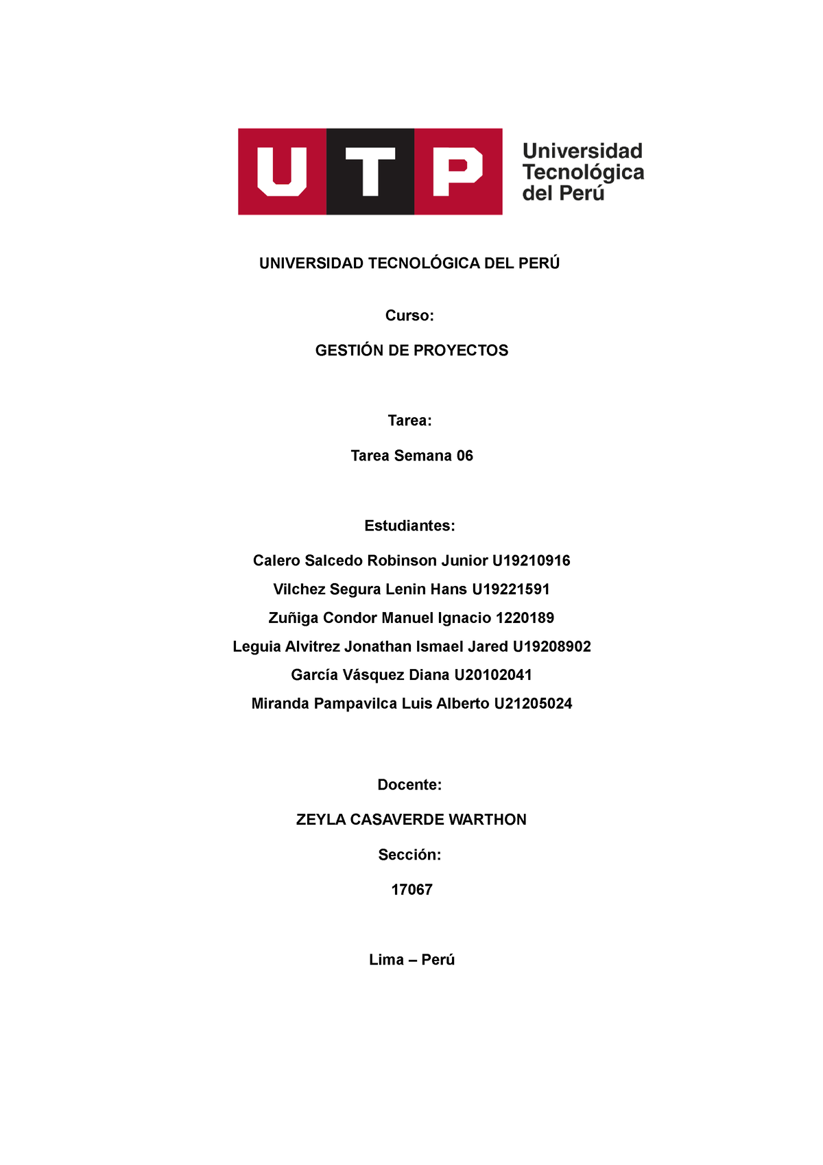 Avance De Proyecto Final 1-2 - UNIVERSIDAD TECNOLÓGICA DEL PERÚ Curso ...