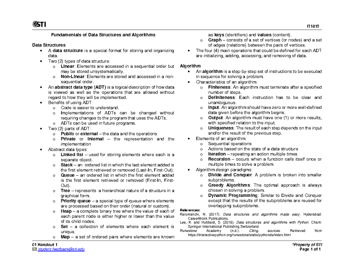 01 Handout 1(18) - First Semester - IT 01 Handout 1 *Property Of STI ...