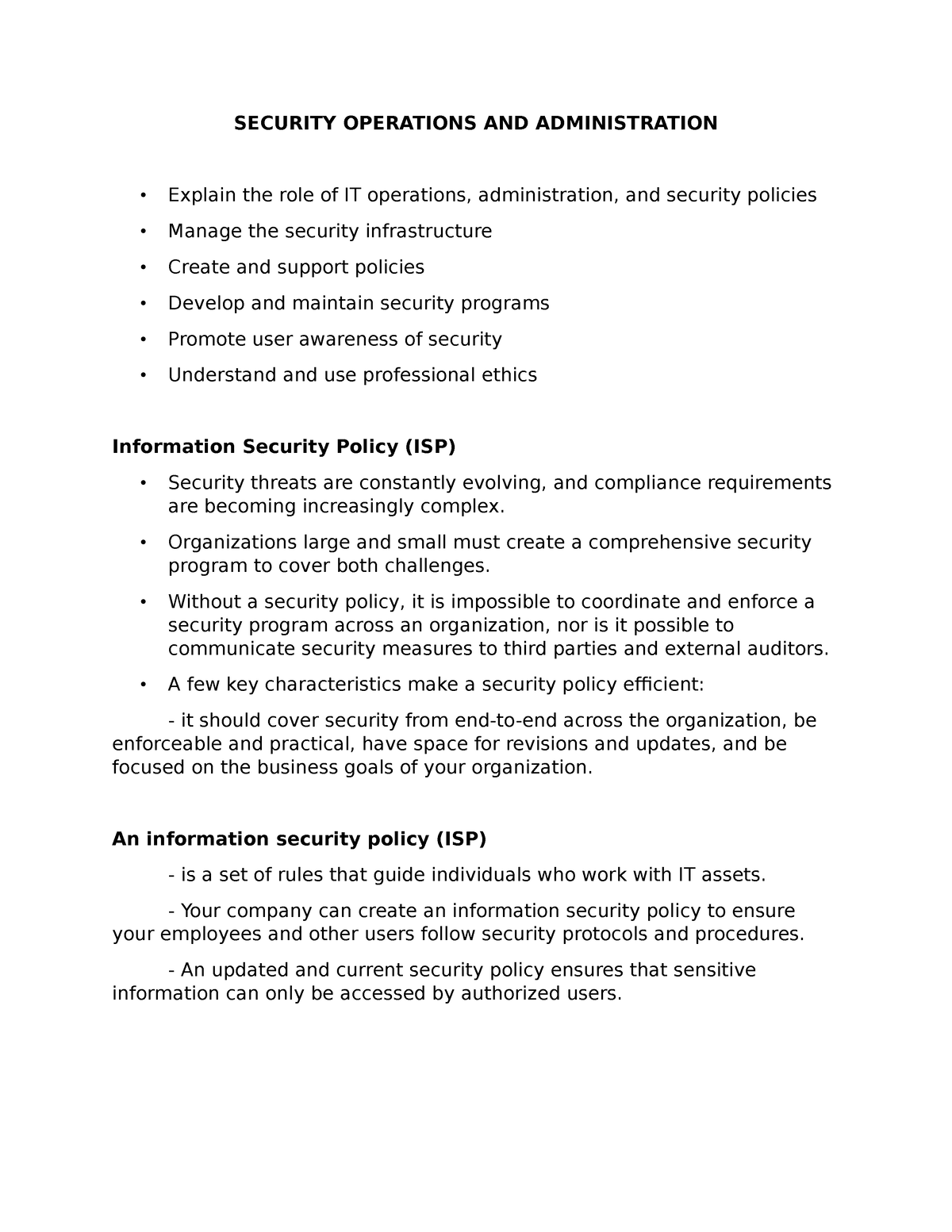 how assignment instructions support the security operative role