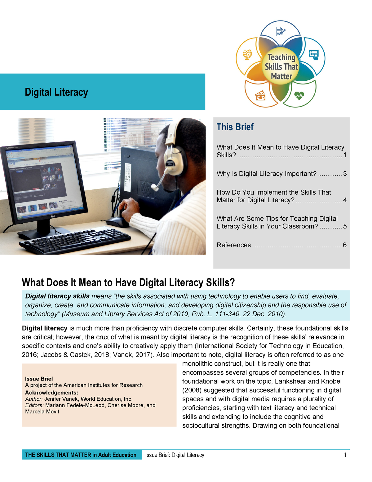 Digital Literacy - Digital Literacy This Brief What Does It Mean To ...