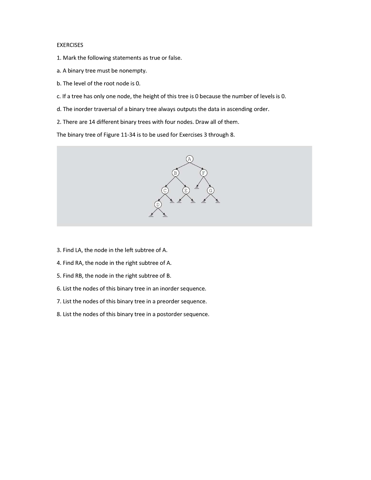 Chapter 11 Exercises And Answers - EXERCISES Mark The Following ...