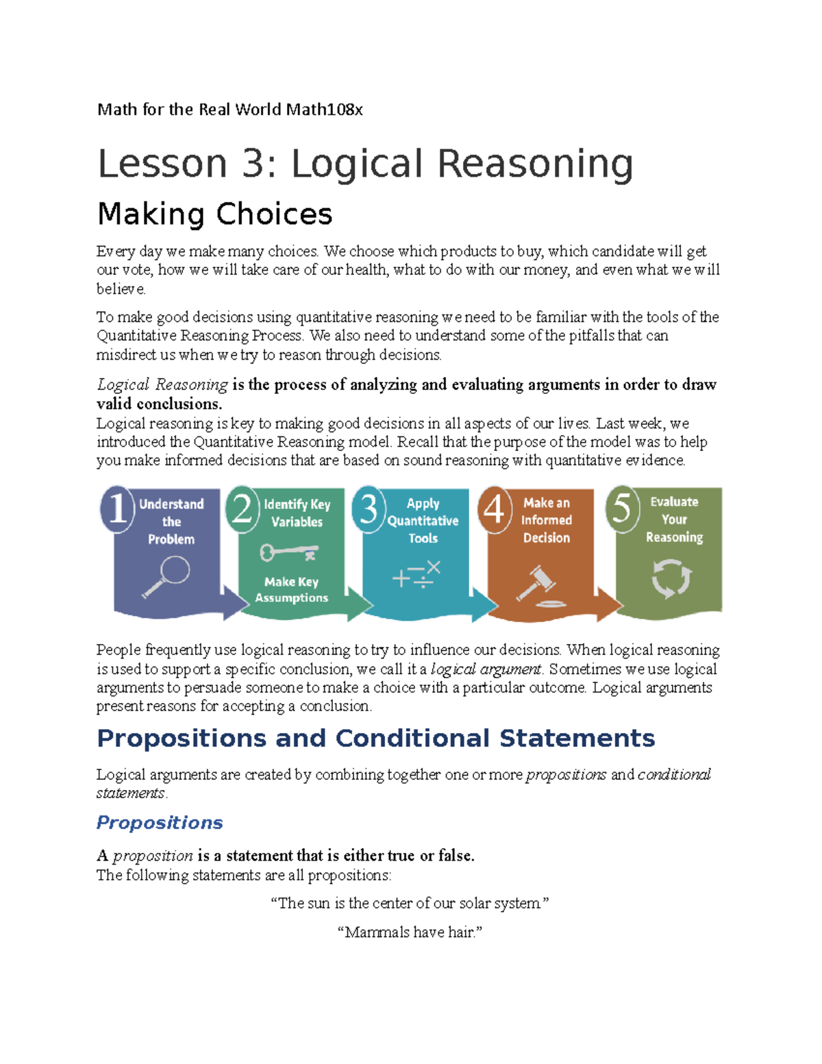 Math for the Real World Lesson 3 Logical Reasoning - Math for the Real ...