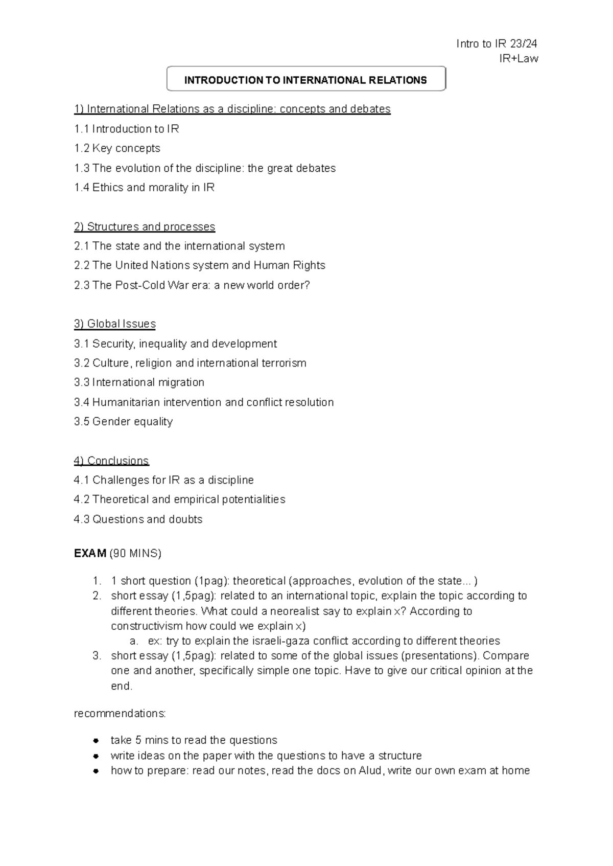 Apuntes Finales - Intro to IR - Intro to IR 23/ IR+Law INTRODUCTION TO ...