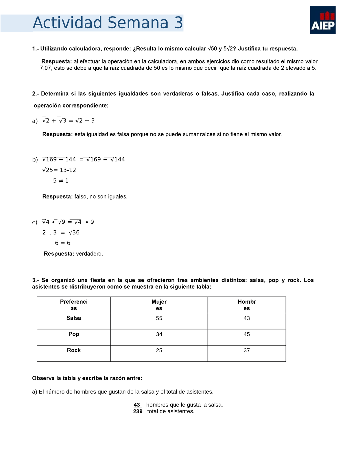 Actividad Semana 3 A - Actividad Semana 3 1.- Utilizando Calculadora ...