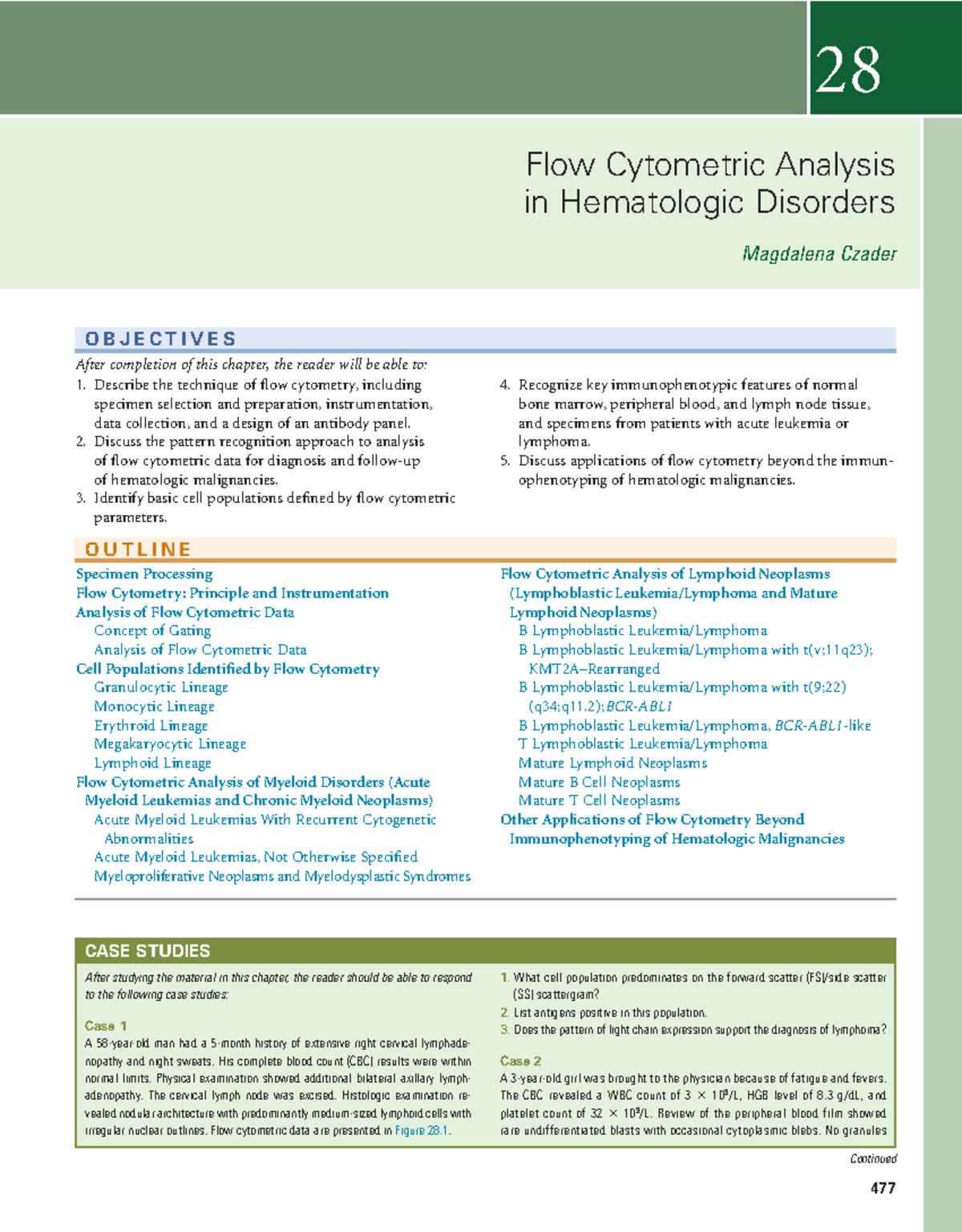 Trans 28-30 - LECTURE NOTES - 477 28 Flow Cytometric Analysis in ...