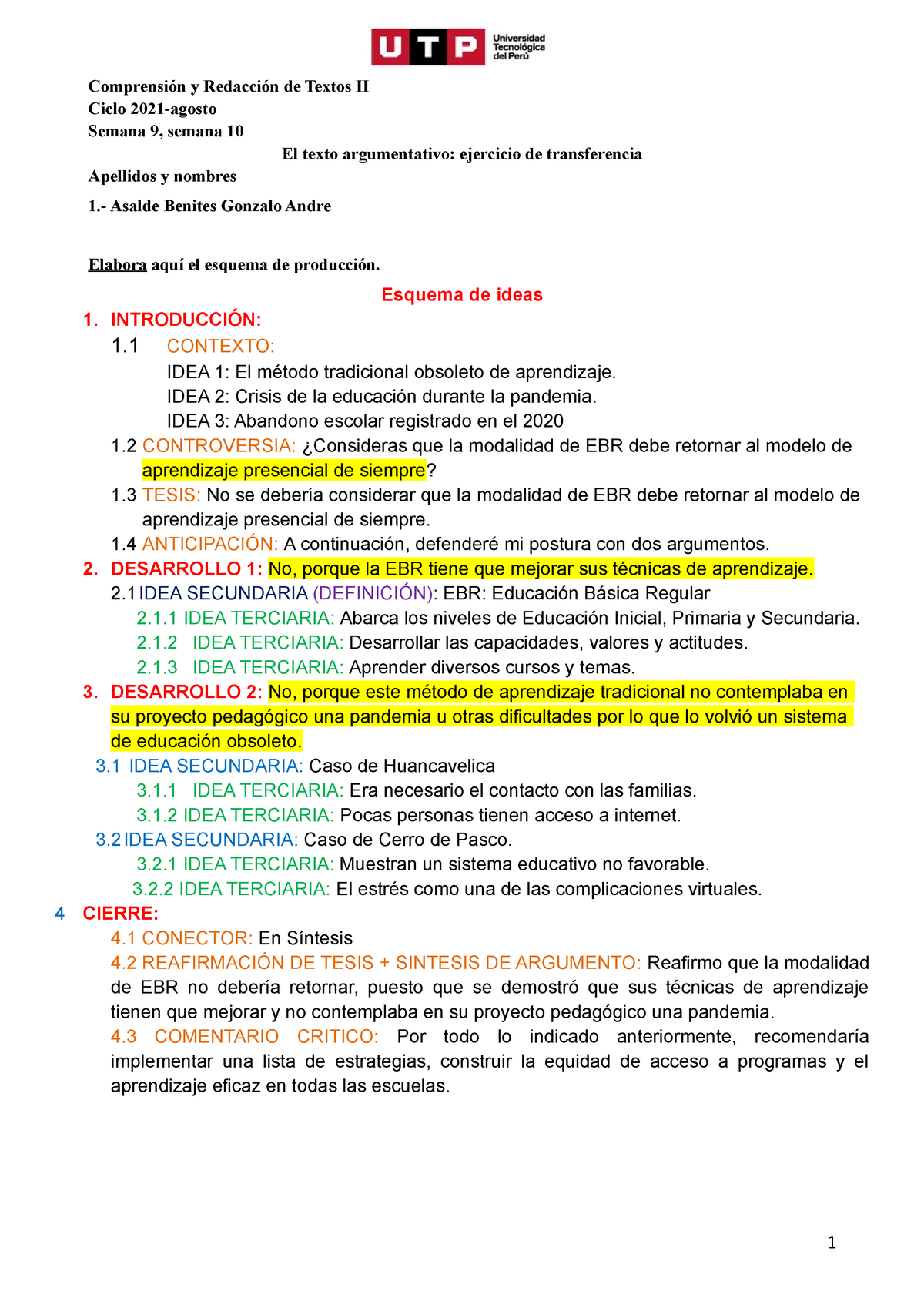 Estructura De Un Texto Argumentativo Utp - Image to u