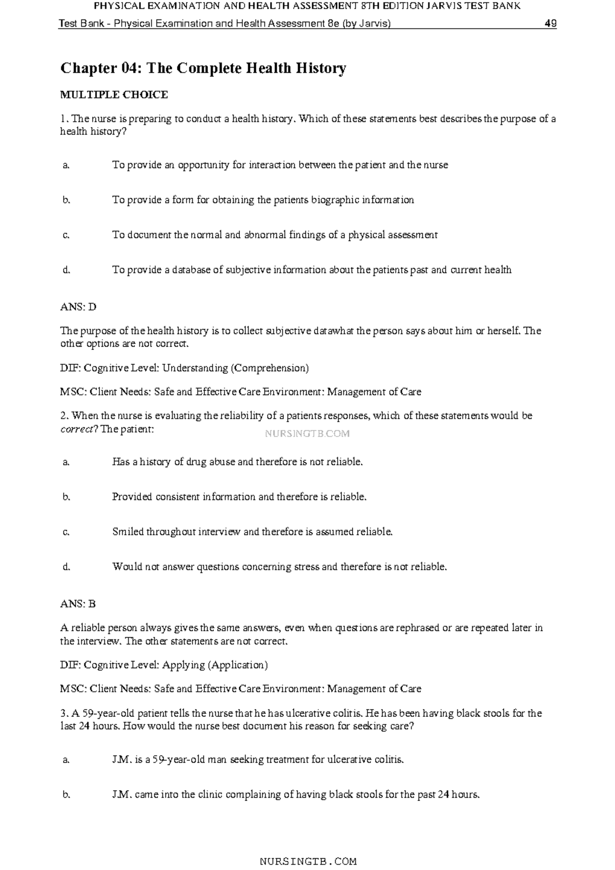 TB-Chapter 04 The Complete Health History - Gnur101 - Fortis - Studocu