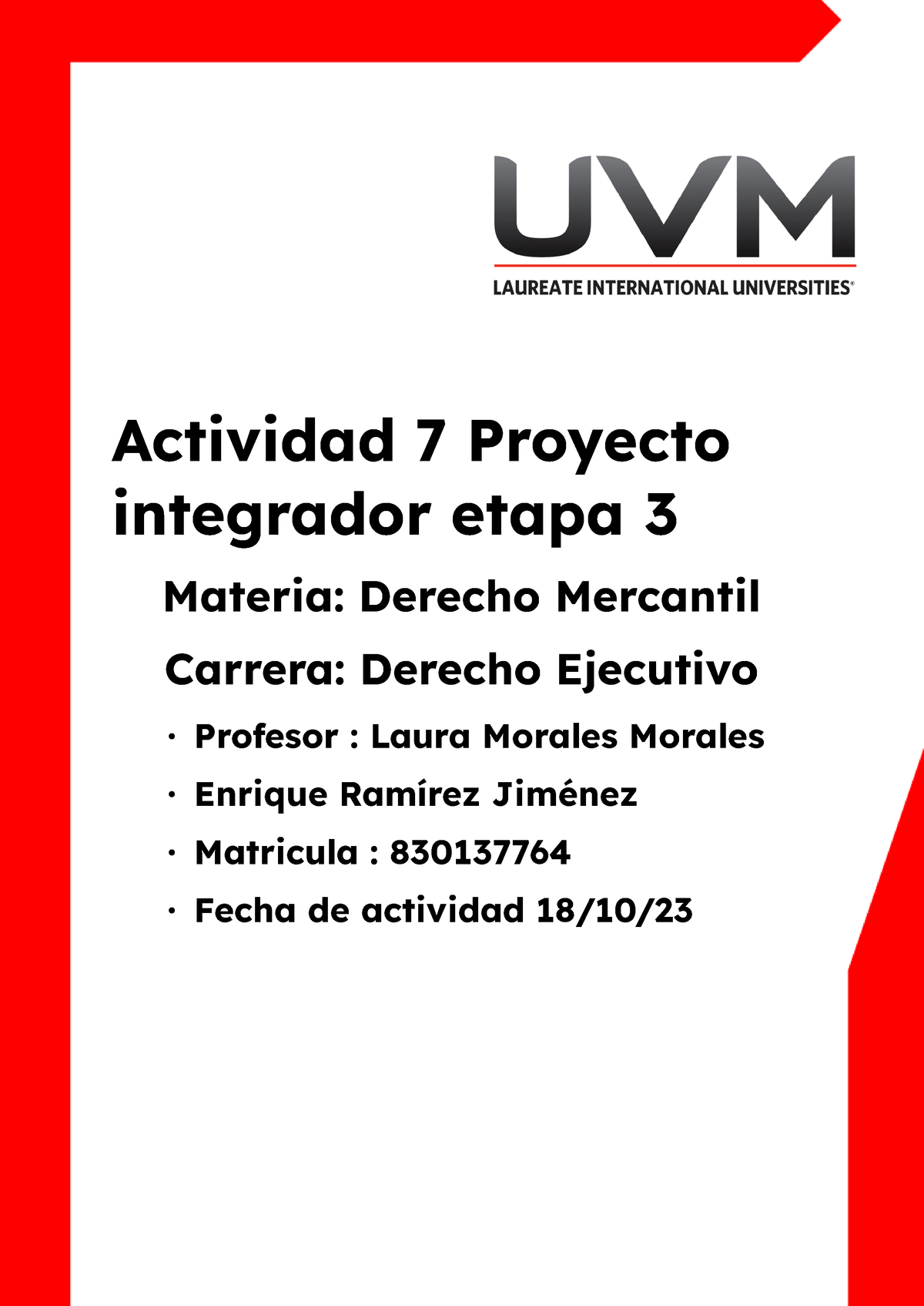 A7 ERJ - Ejercicio De Proyecto Integrador - Actividad 7 Proyecto ...