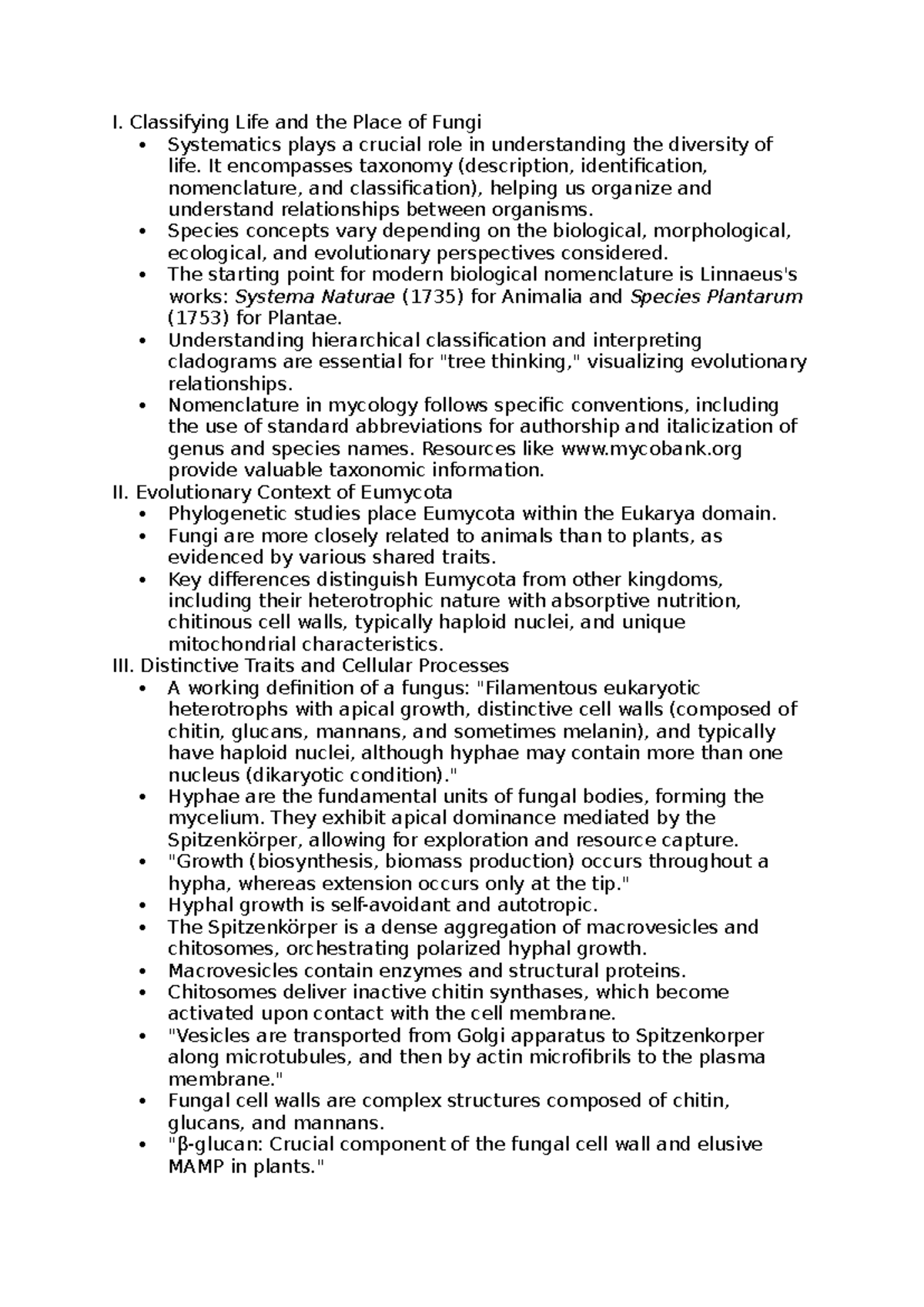 Midterm 1 2260 - summary notes - I. Classifying Life and the Place of ...