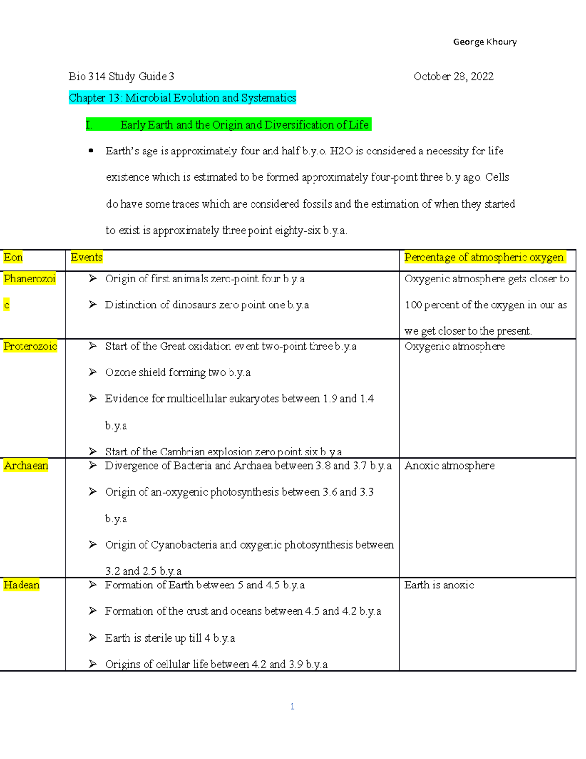 Study Guides For Exam 3 - Bio 314 Study Guide 3 October 28, 2022 ...