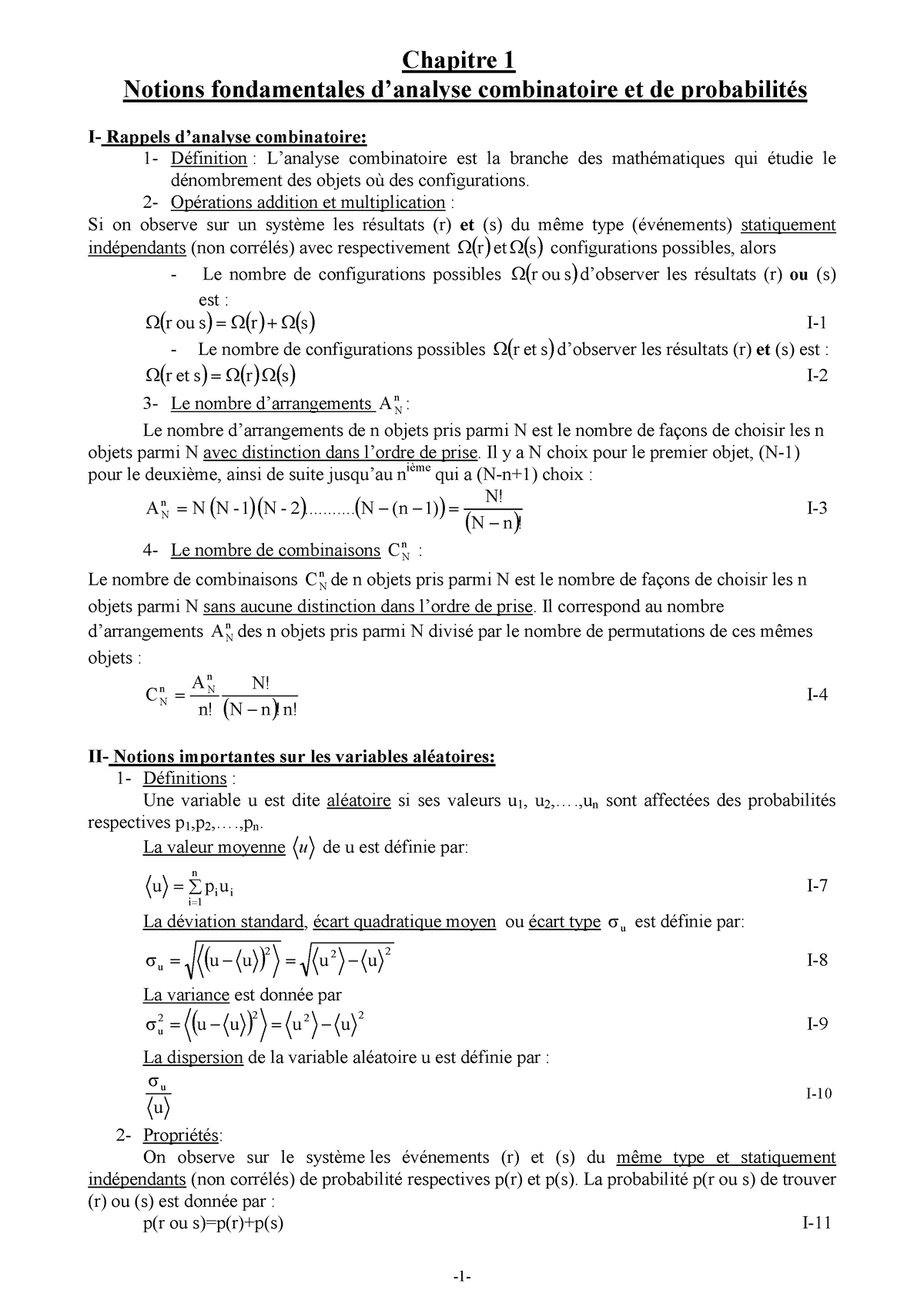 Support TD Chapitre 1 - Chapitre 1 Notions Fondamentales D’analyse ...