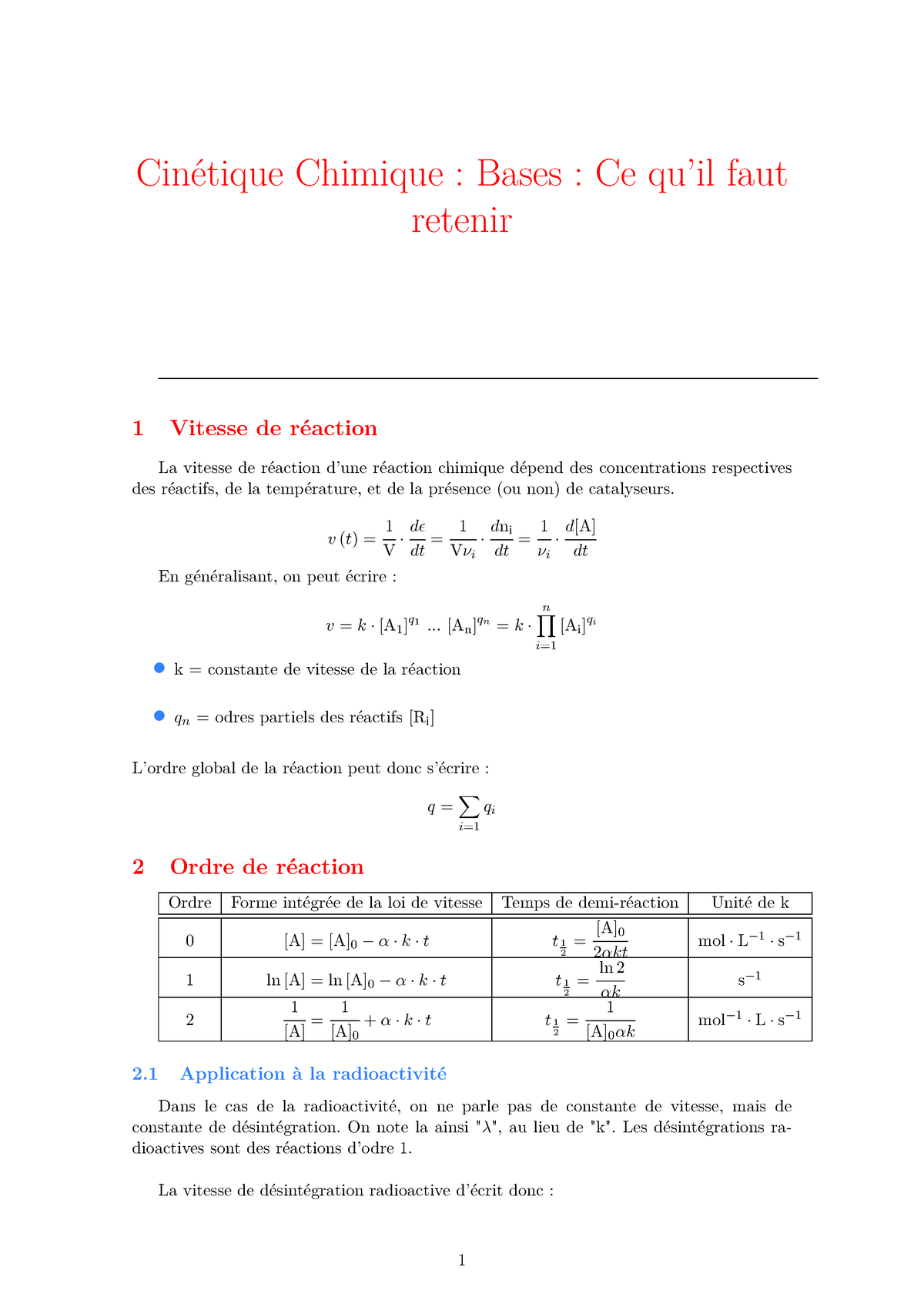 Chimie - Cinétique Chimique: Bases - Cinétique Chimique : Bases : Ce Qu ...