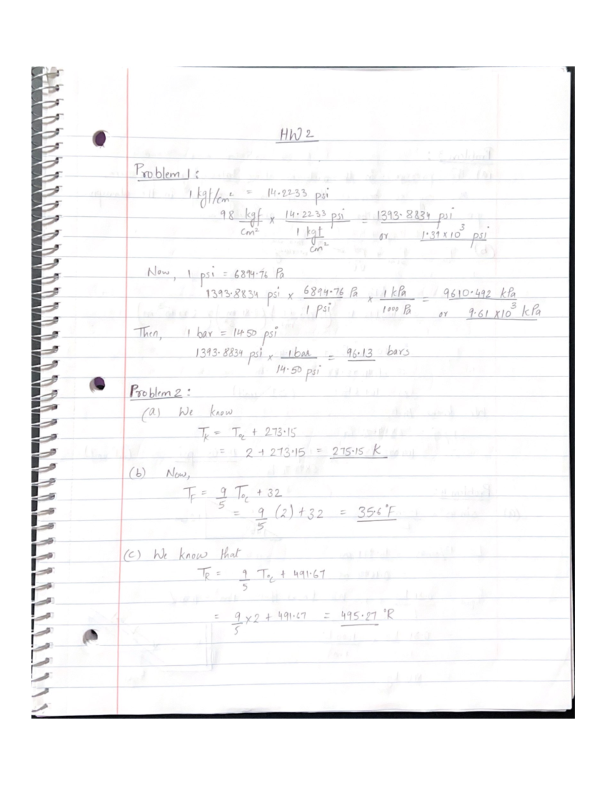 HW 2 - HW 2 MMAE 320 Thermal Fluids Professor Mohammad Thermodynamics ...