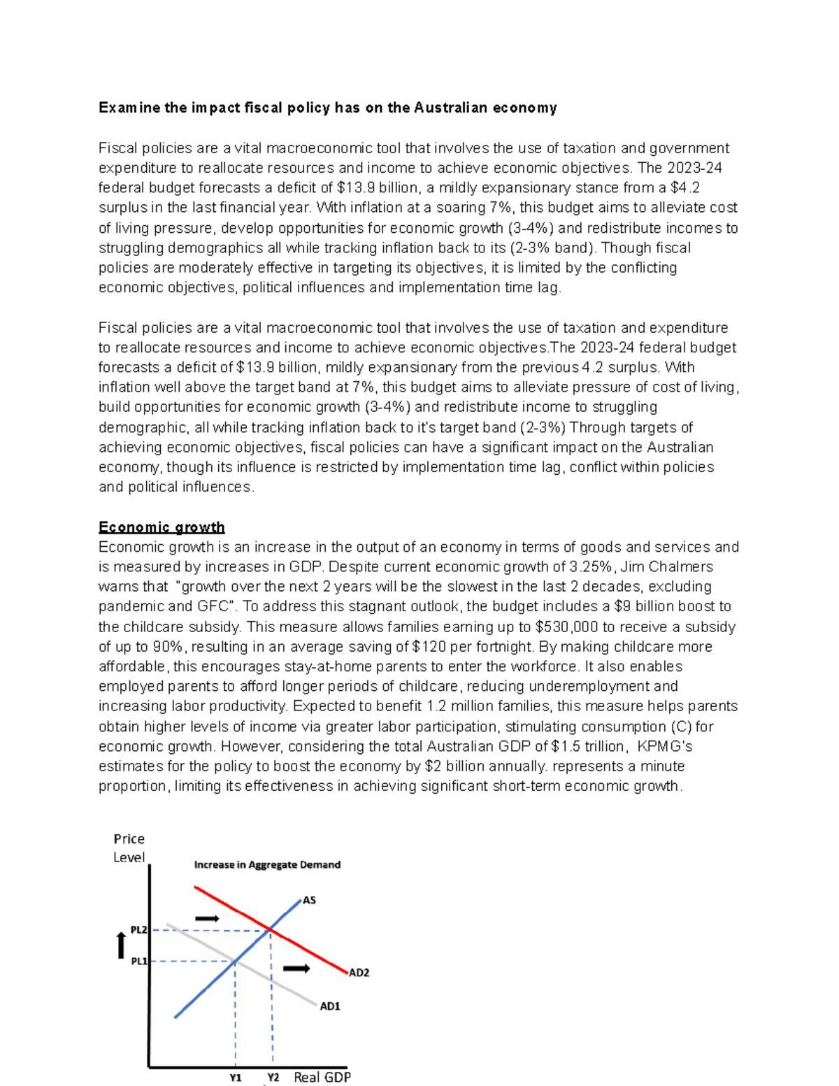 fiscal policy essay economics