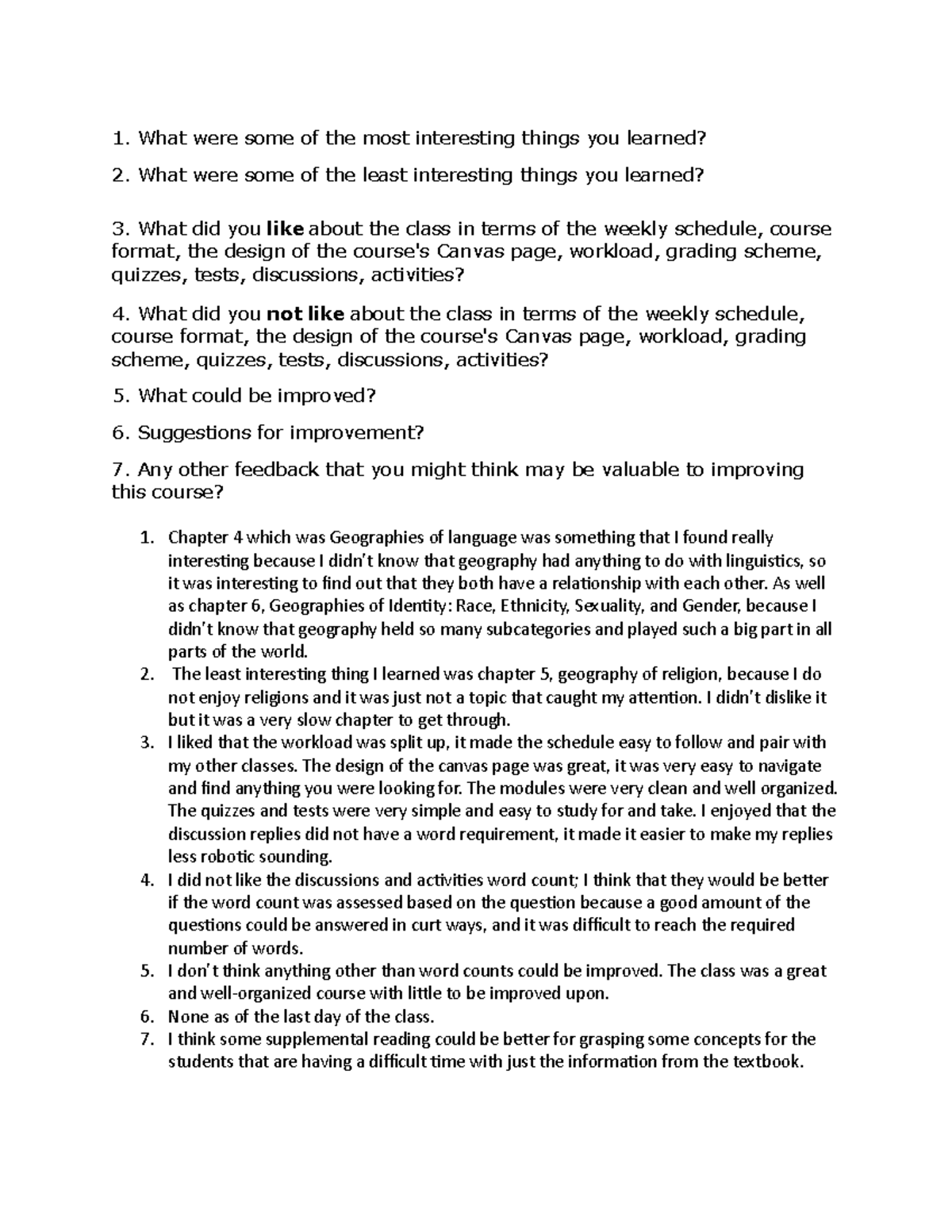 Geography102 Survey and Reflection GEOG102 COC Studocu