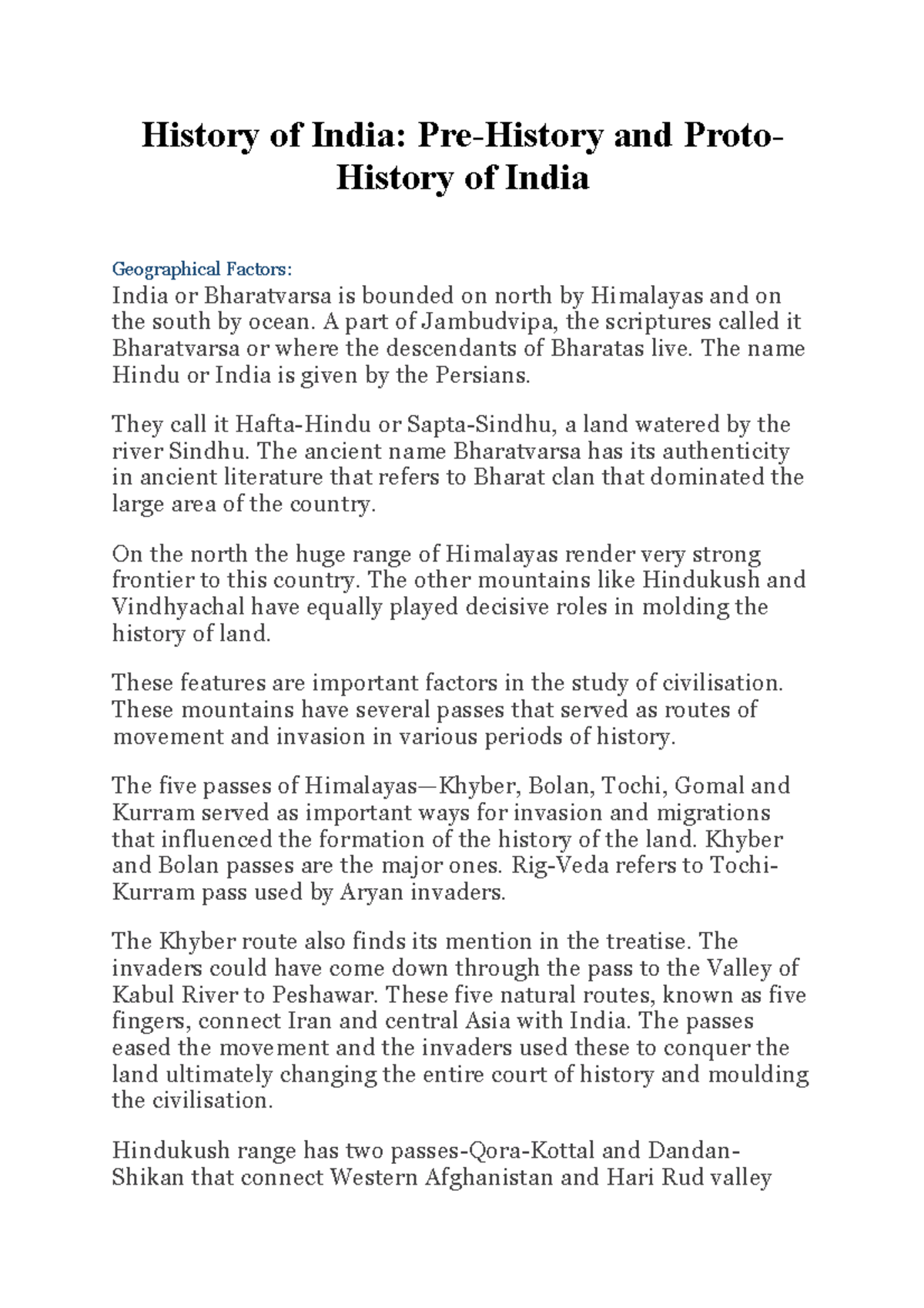 Pre history and proto history History of India PreHistory and Proto