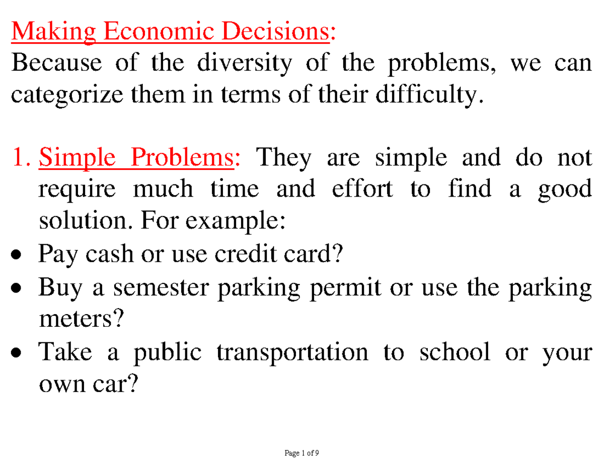 2.1. Chapter 1 Making Economic Decisions, 9 Pages - Making Economic ...