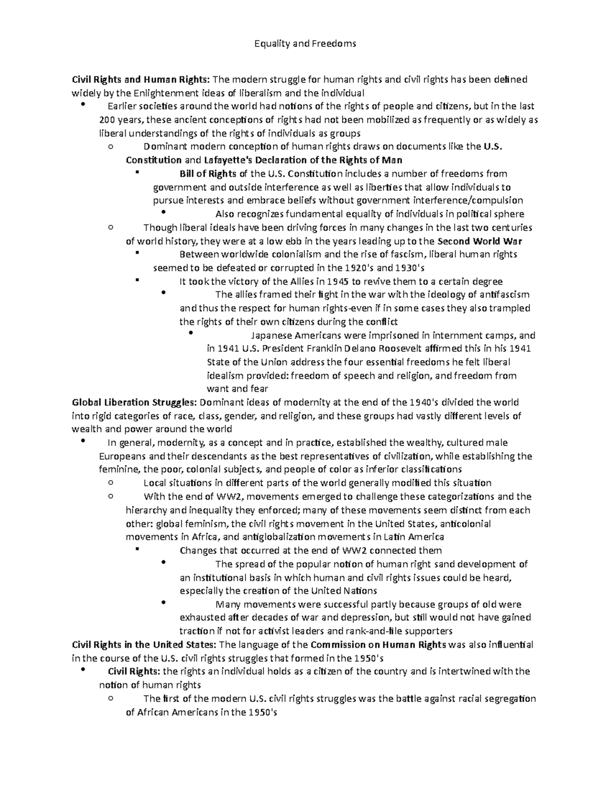 Equality and Freedoms - Civil Rights and Human Rights: The modern ...