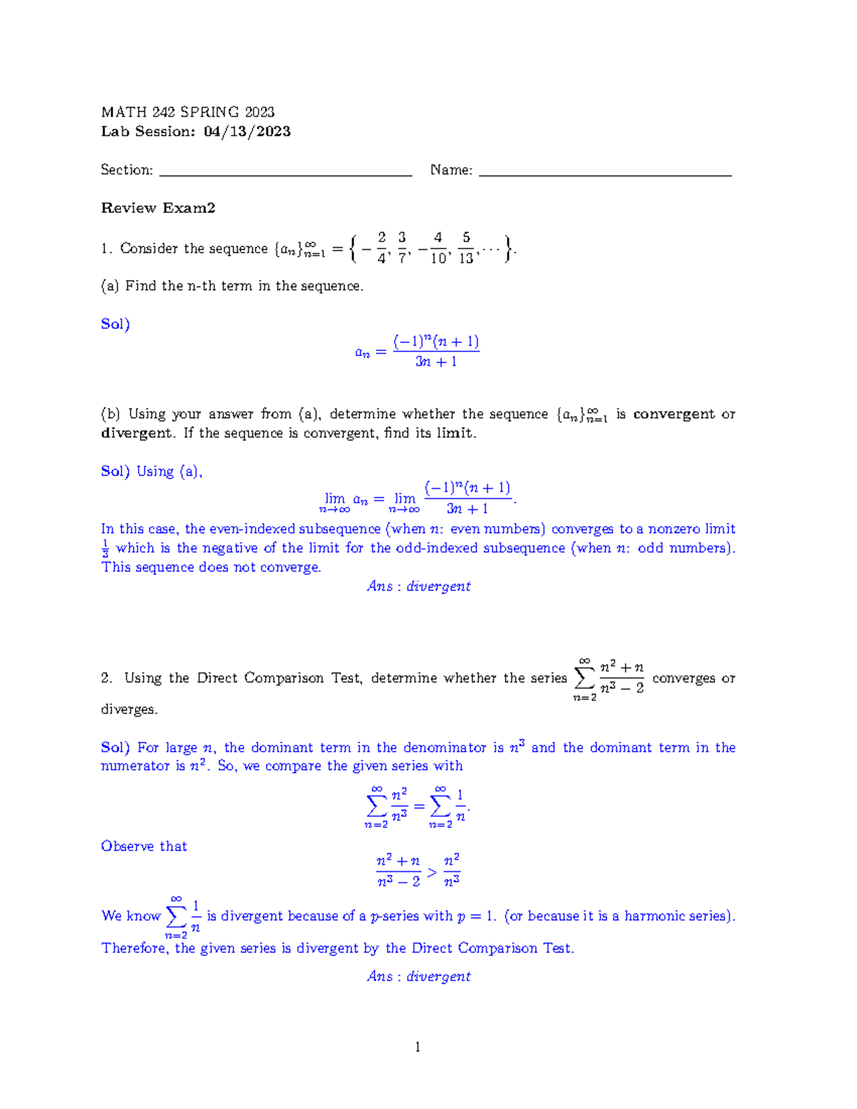 DAEWA Exam 2 Review - MATH 242 SPRING 2023 Lab Session: 04/13/ Section ...
