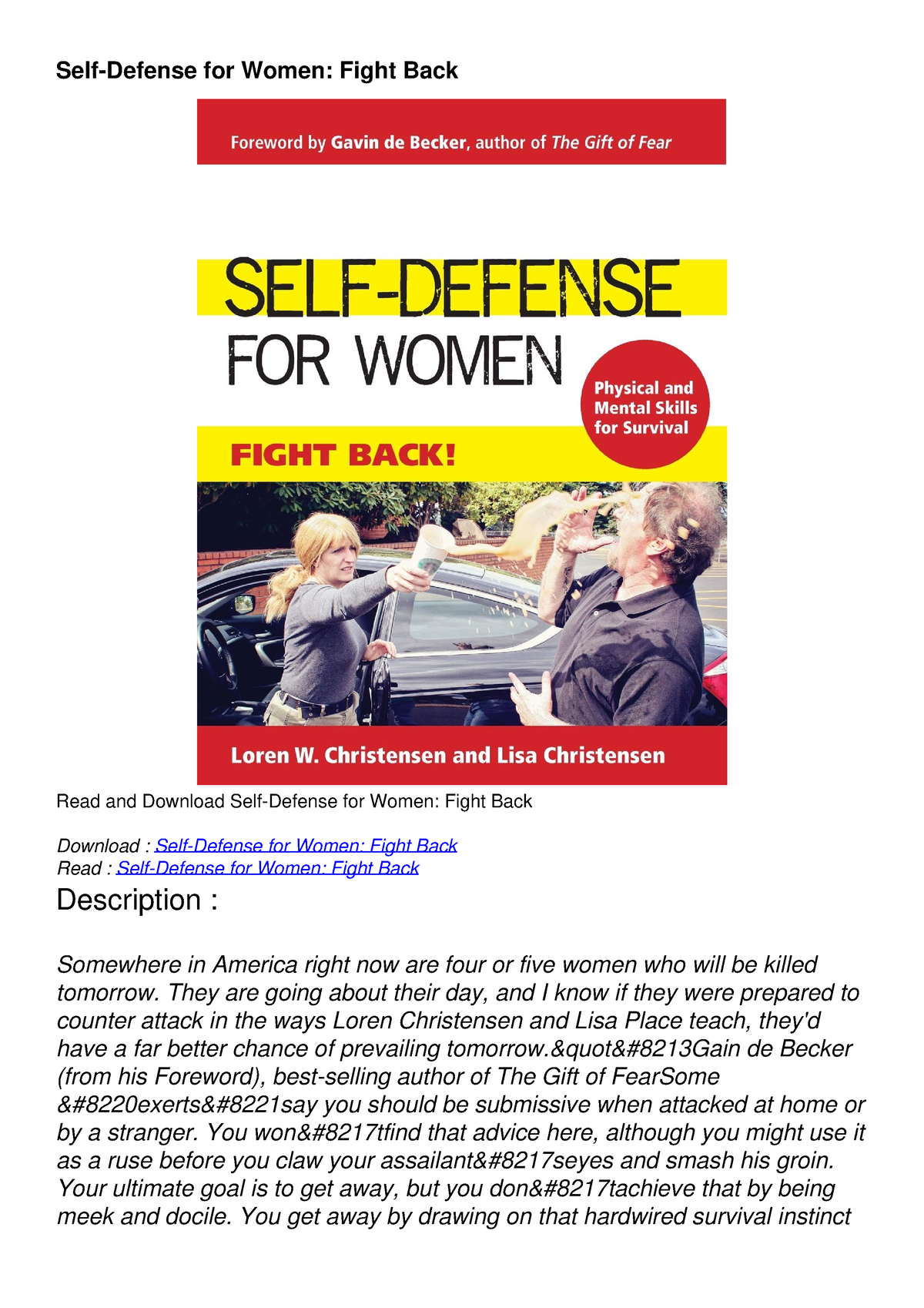 Get [pdf] Download Self-defense For Women: Fight Back - Self-defense 