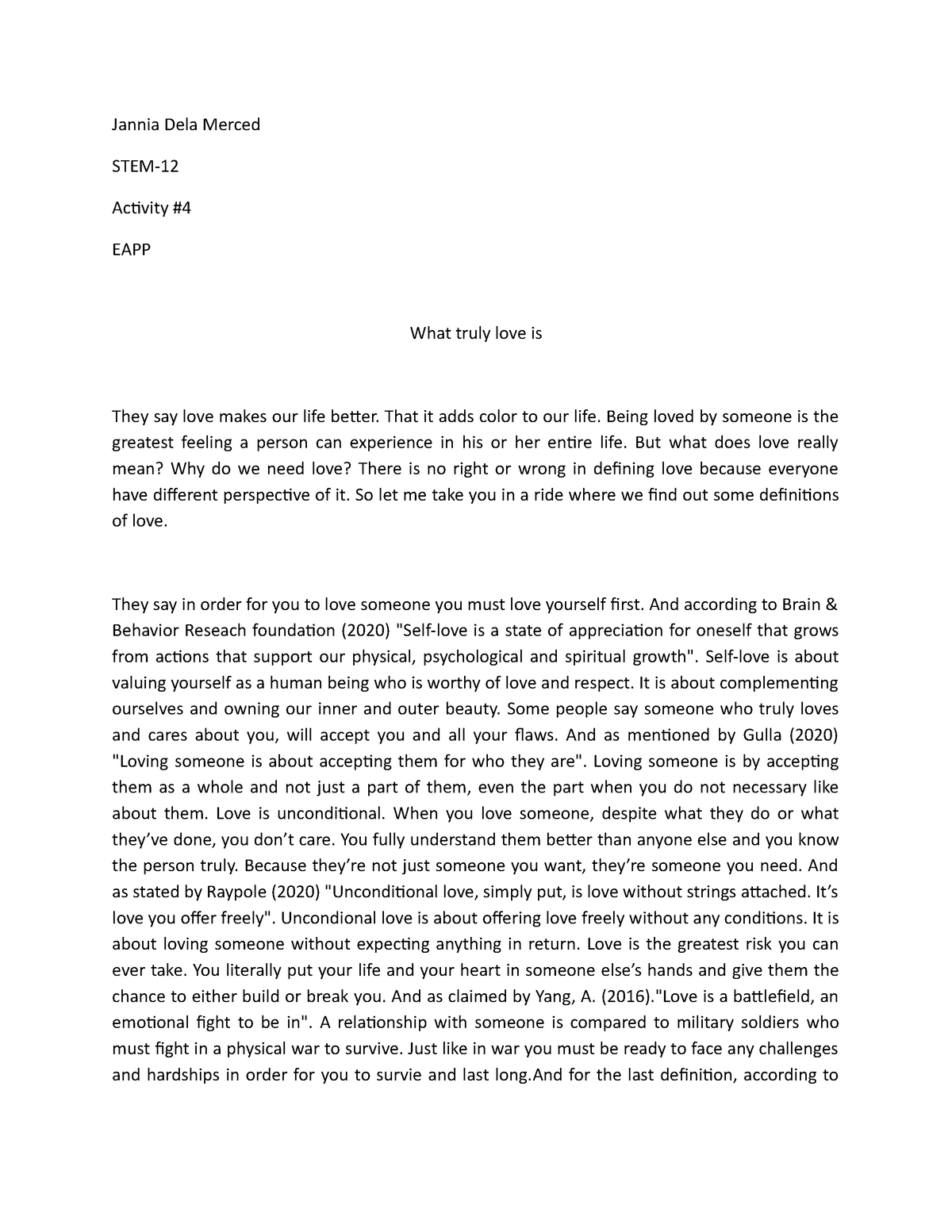 essay about broken love