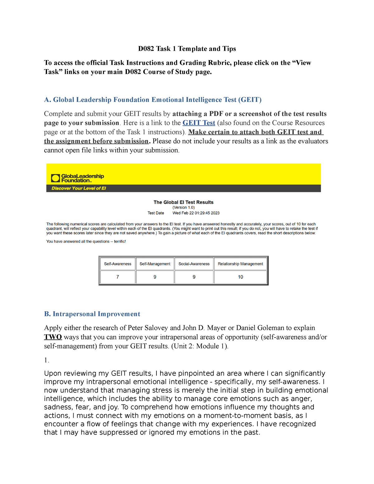 D082 Task 1 Result And Answers - D082 - WGU - Studocu