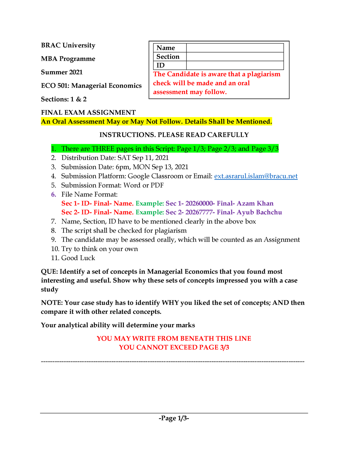 eco 501 final term papers