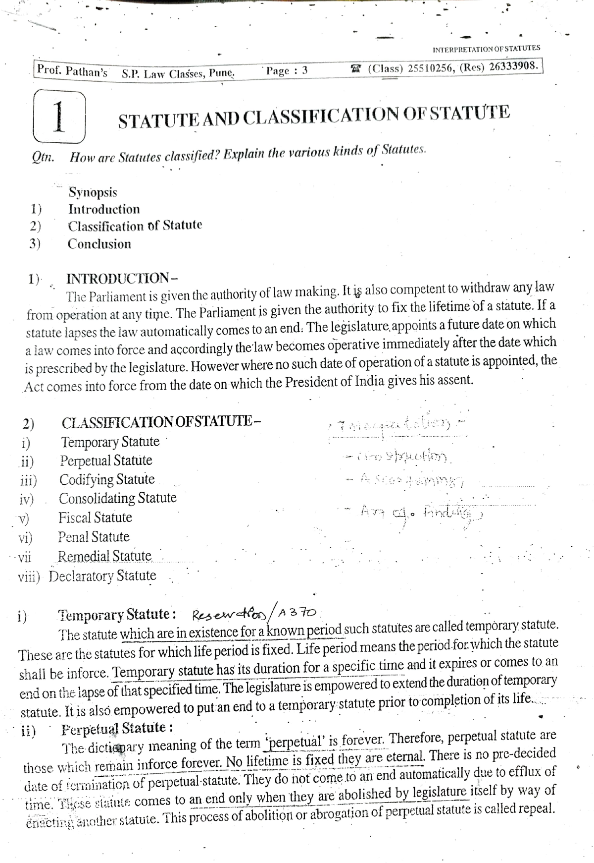 1-2 - Interpretation Of Statutes - INTERPRETATION OF STATUTES Prof ...