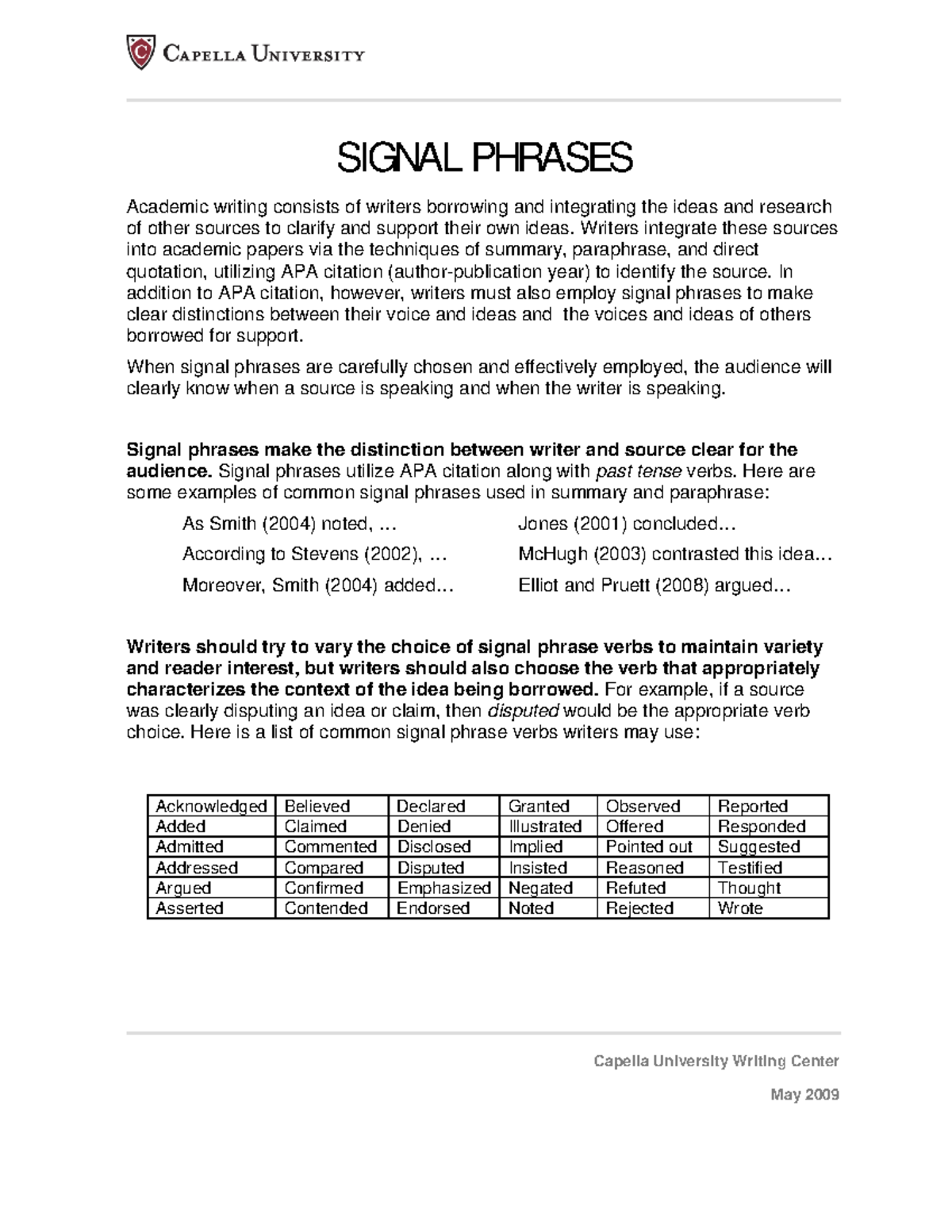 thesis statement signal words