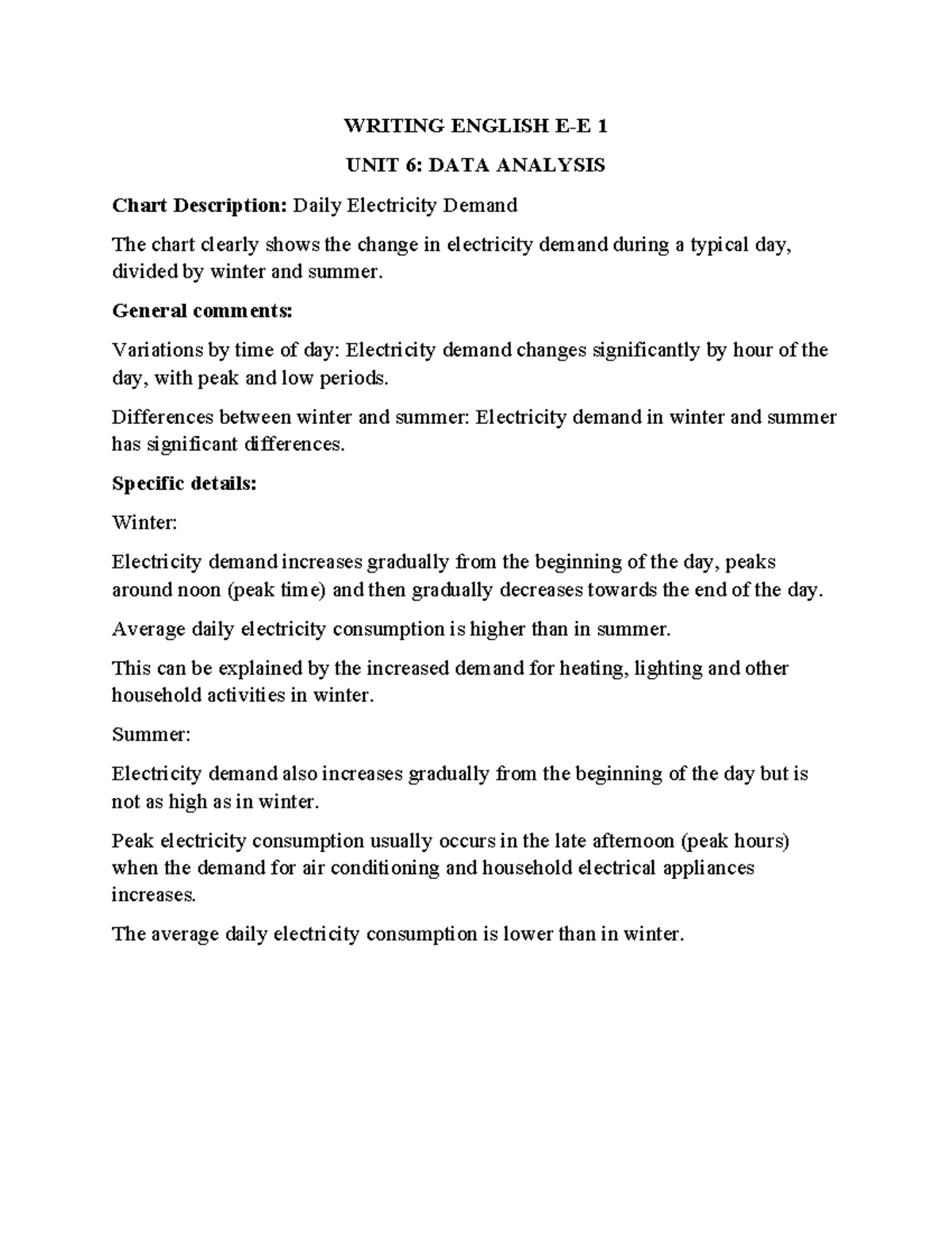 Đ-ĐT1 Writing U6Data Analysis - WRITING ENGLISH E-E 1 UNIT 6: DATA ...