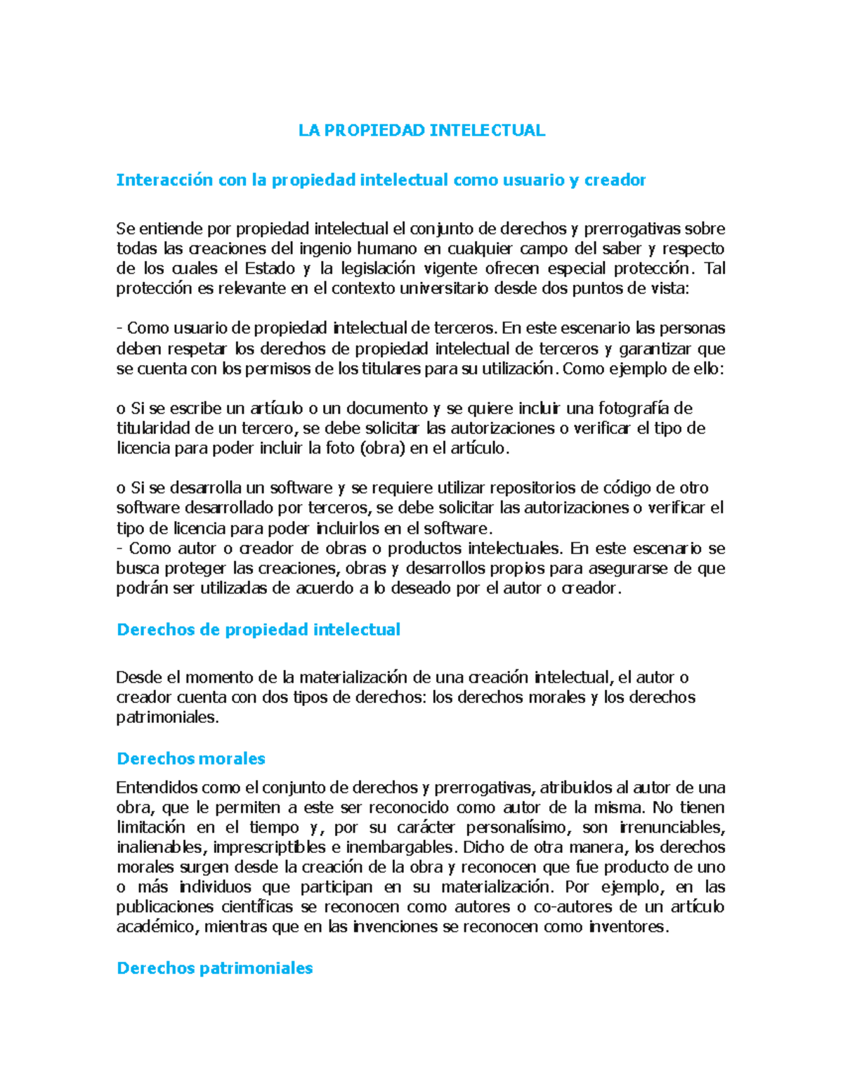 Lectura-LA Propiedad Intelectual Y LOS DHOS DE Autor - LA PROPIEDAD ...