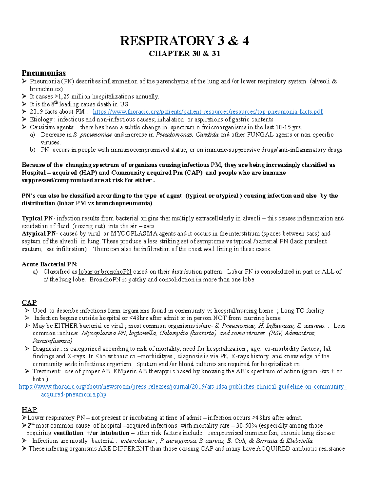 Respiratory 3 & 4 -chapt 30 & 31(1) - RESPIRATORY 3 & 4 CHAPTER 30 & 31 ...