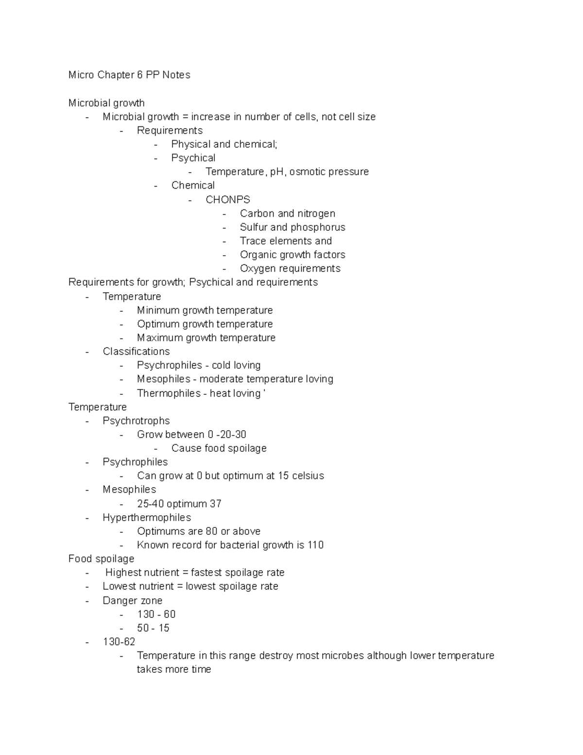 Micro Chapter 6 PP Notes - Micro Chapter 6 PP Notes Microbial growth ...