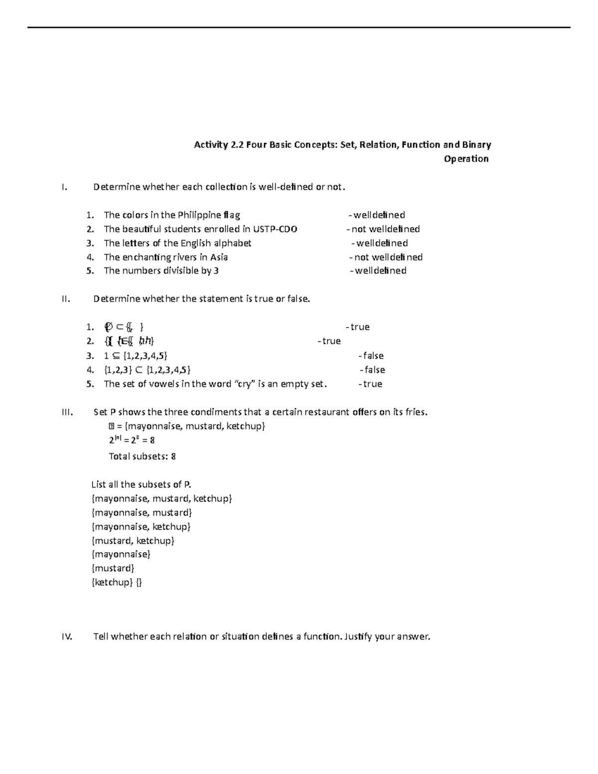 K7 - Lecture Notes - Activity 2 Four Basic Concepts: Set, Relation ...